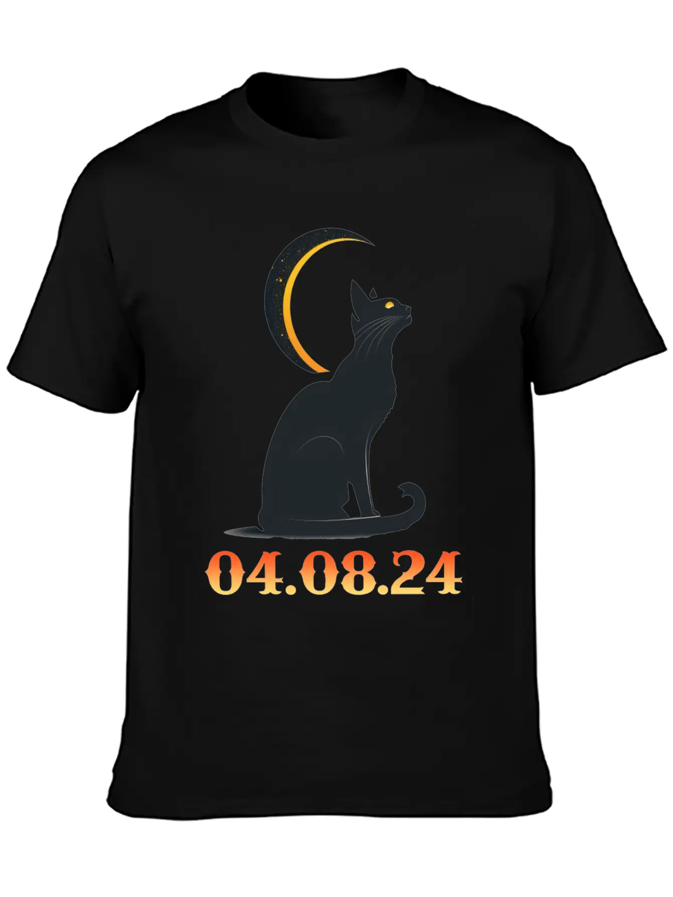 Solar Eclipse April 8 2024 Cat Total Solar Eclipse Basic Graphic T-Shirt ¨C Daily Comfort In Soft Cotton