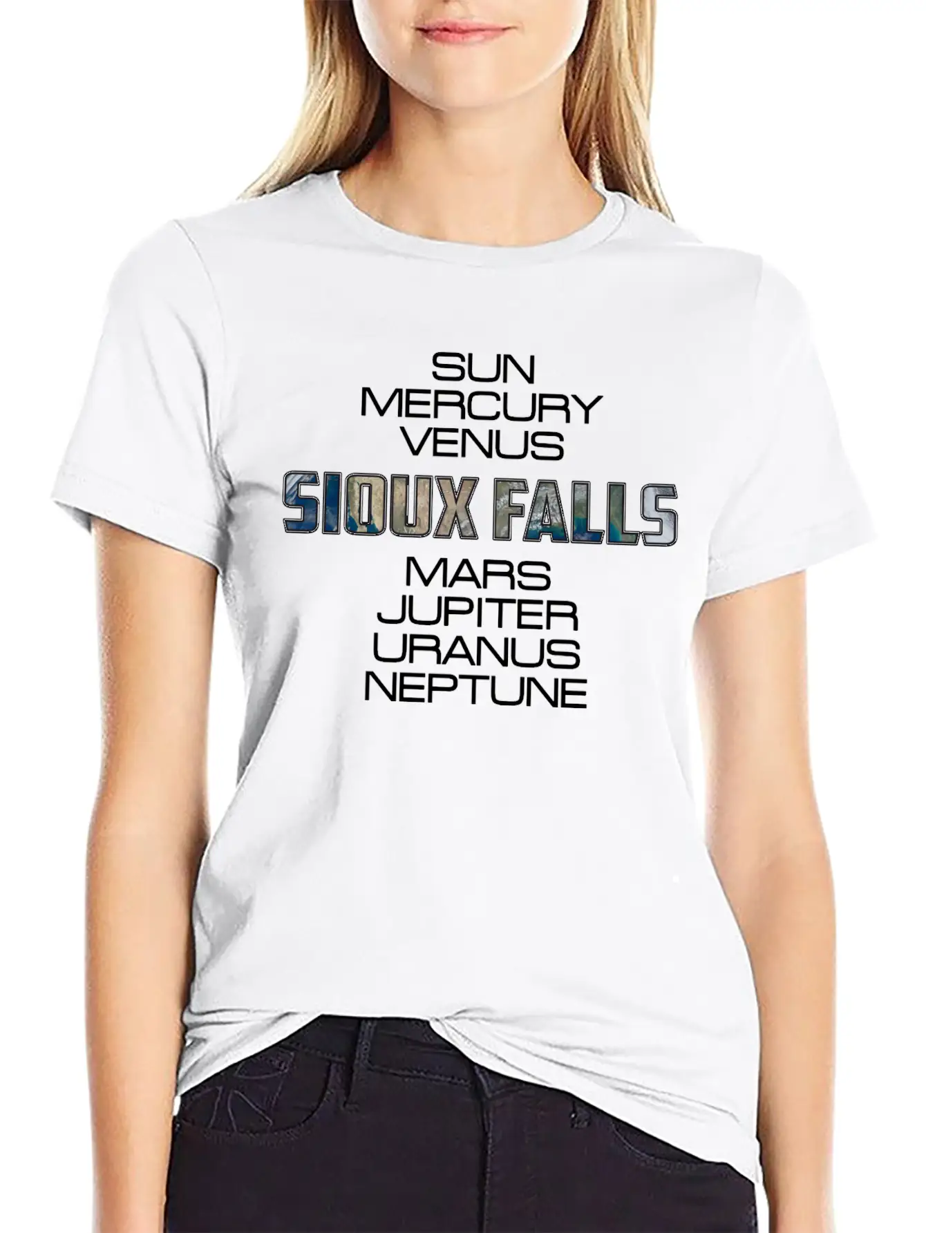 Solar System Planet Earth Sioux Falls Gift Basic Graphic T-Shirt ¨C Daily Comfort In Soft Cotton