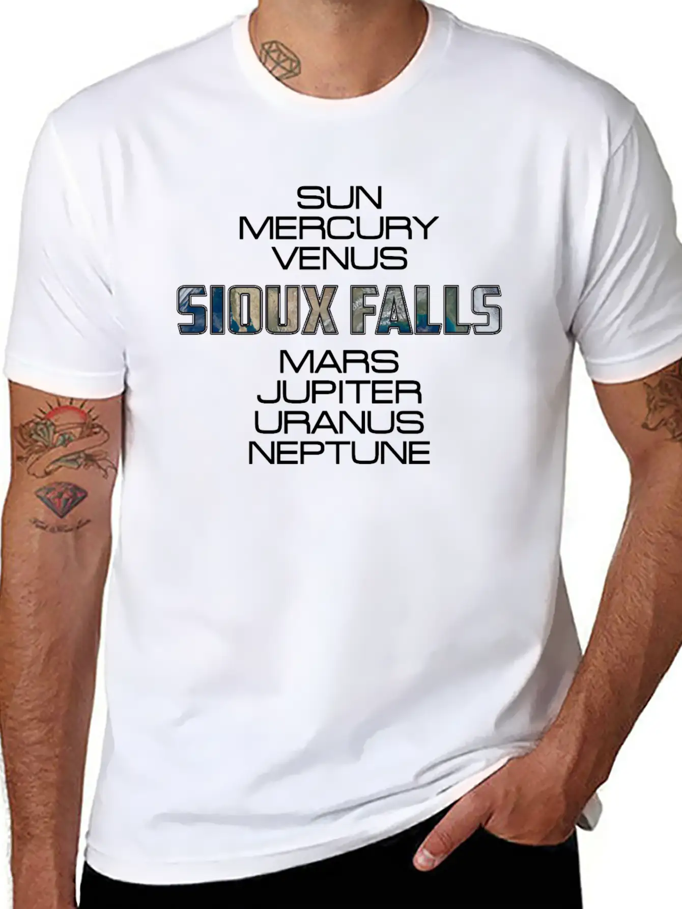 Solar System Planet Earth Sioux Falls Gift Basic Graphic T-Shirt ¨C Daily Comfort In Soft Cotton