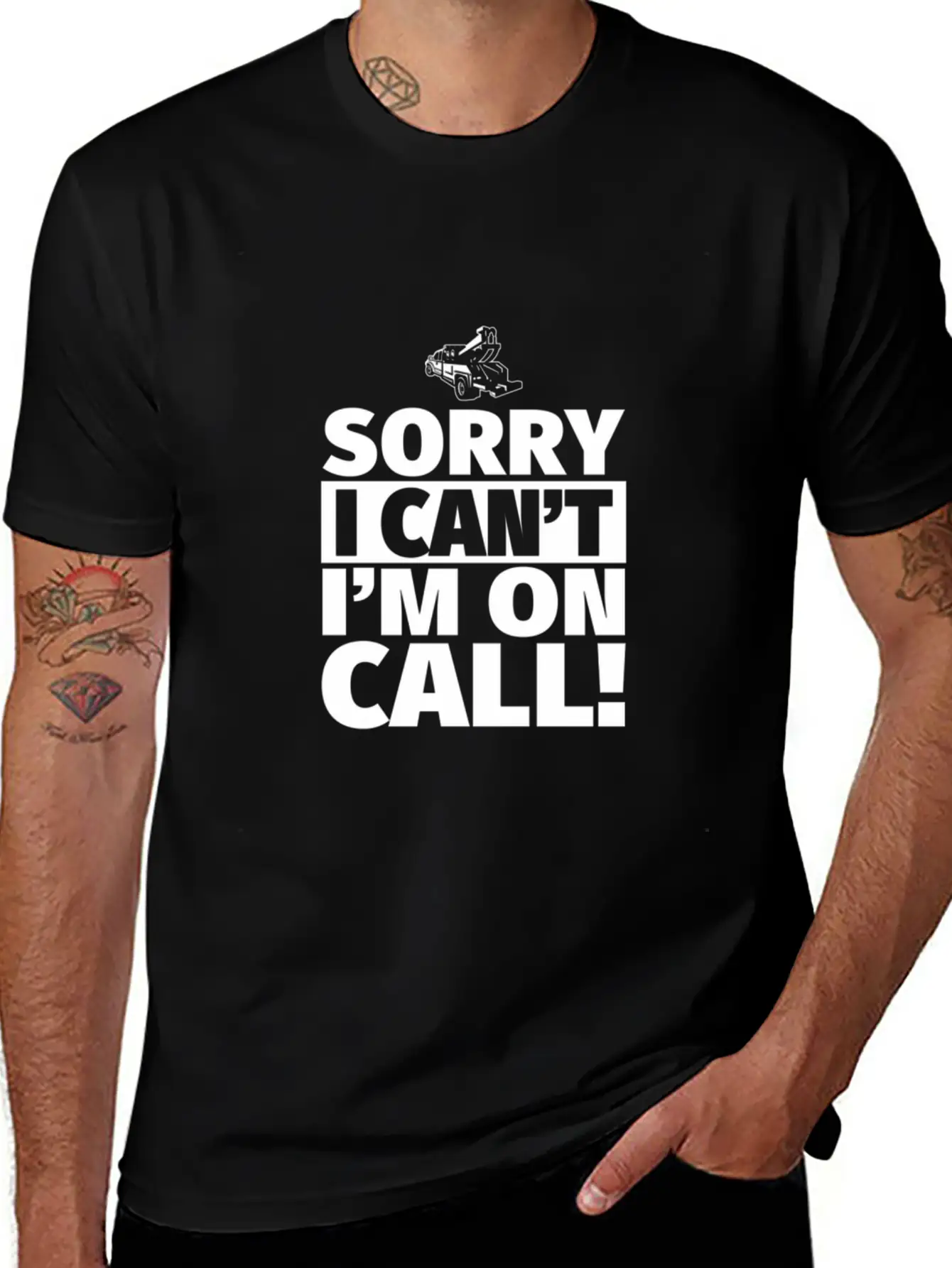 Sorry I Can'T I'M On Call - On Call Tow Truck Driv Basic Graphic T-Shirt ¨C Daily Comfort In Soft Cotton