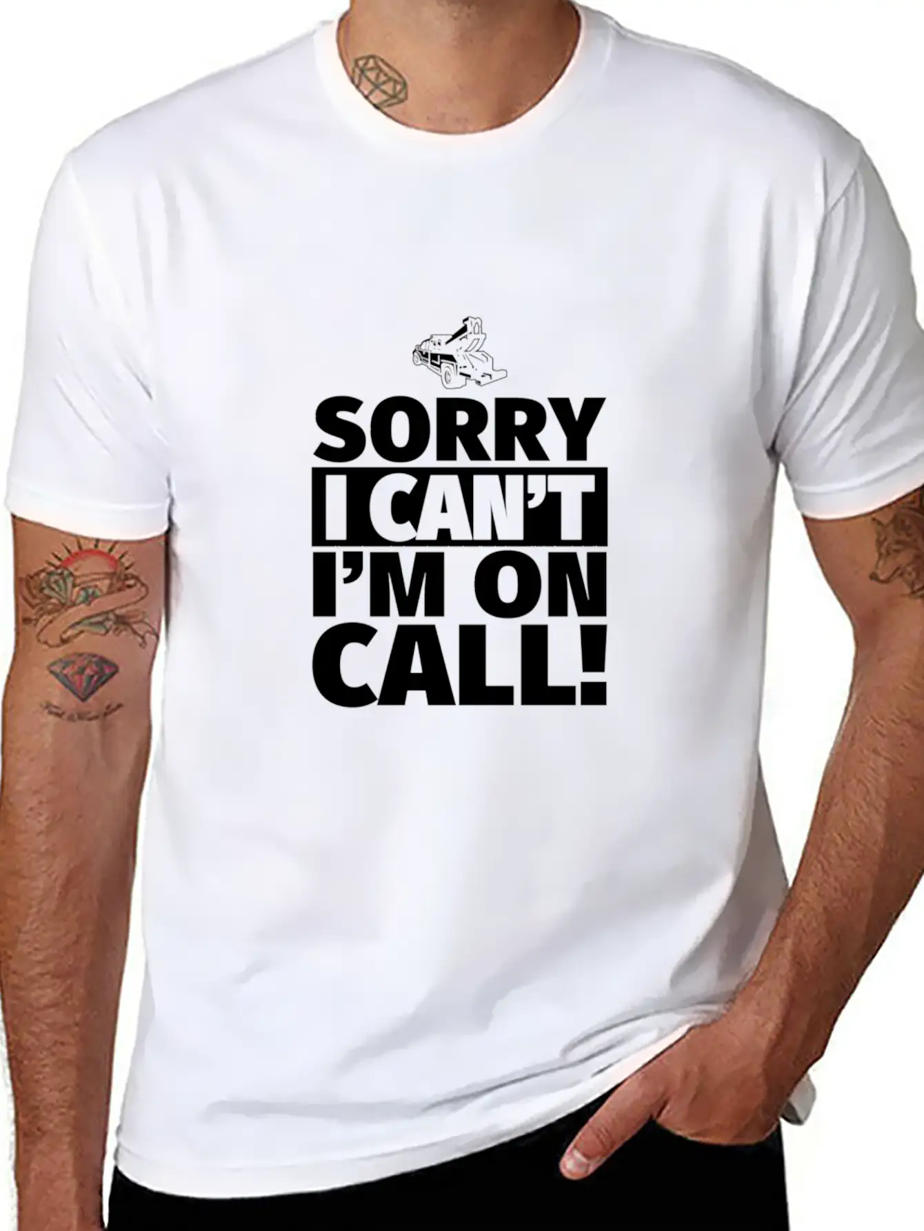 Sorry I Can'T I'M On Call - On Call Tow Truck Driv Basic Graphic T-Shirt ¨C Daily Comfort In Soft Cotton