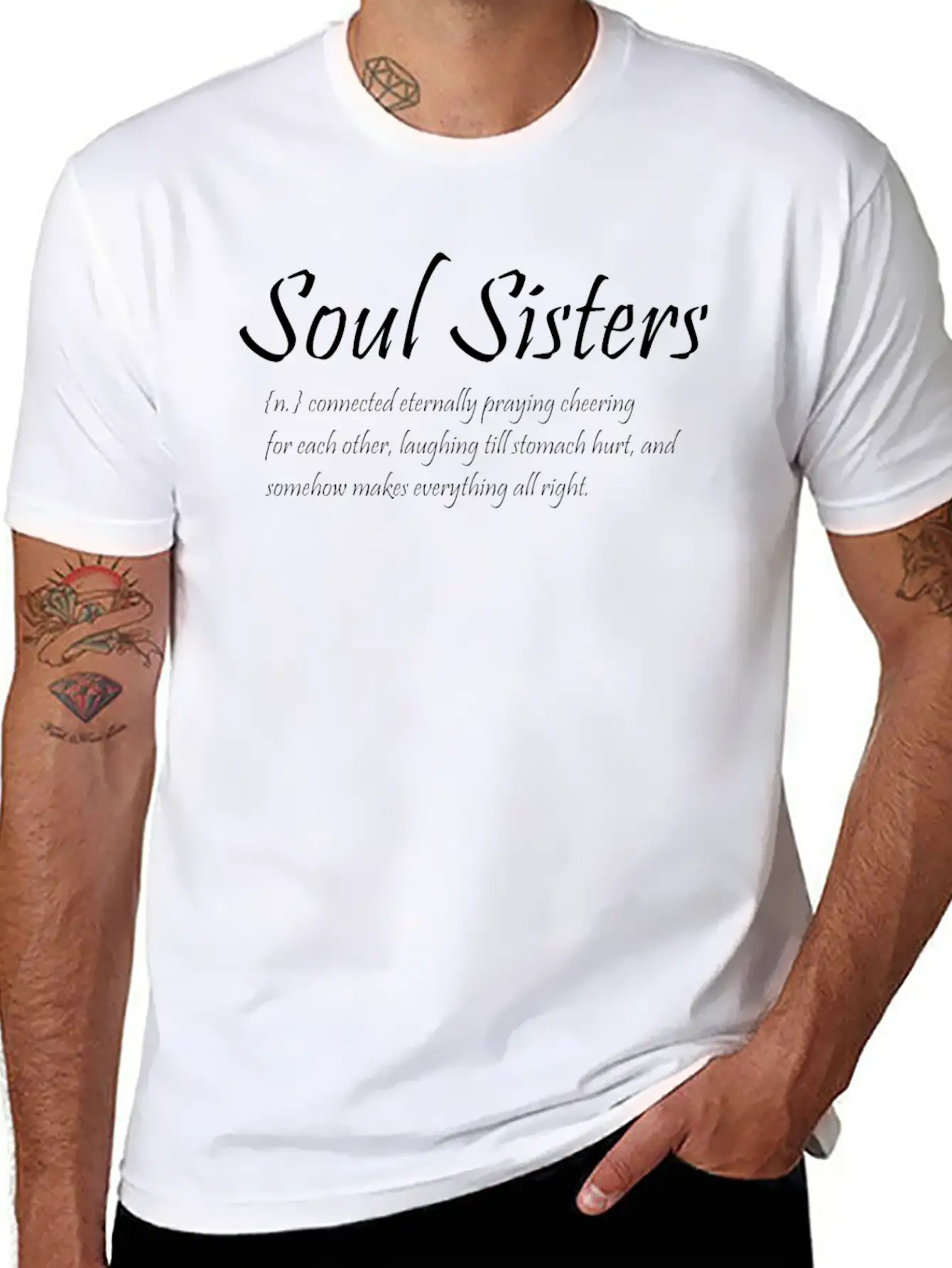 Soul Sisters Connected Eternally Praying Cheering Essential Cotton Tee For Daily Outfits ¨C Unisex Style