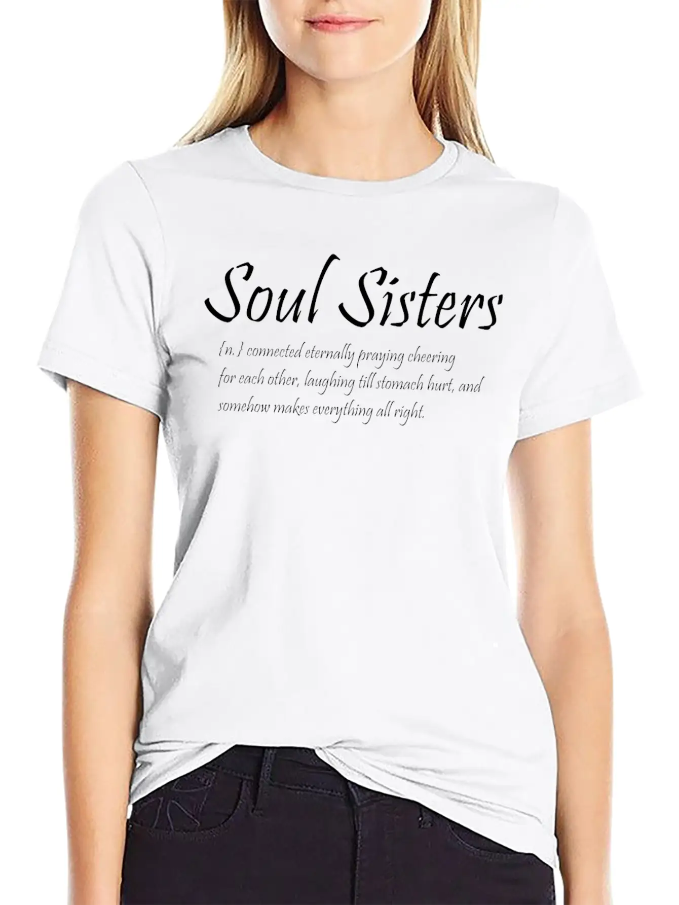 Soul Sisters Connected Eternally Praying Cheering Essential Cotton Tee For Daily Outfits ¨C Unisex Style