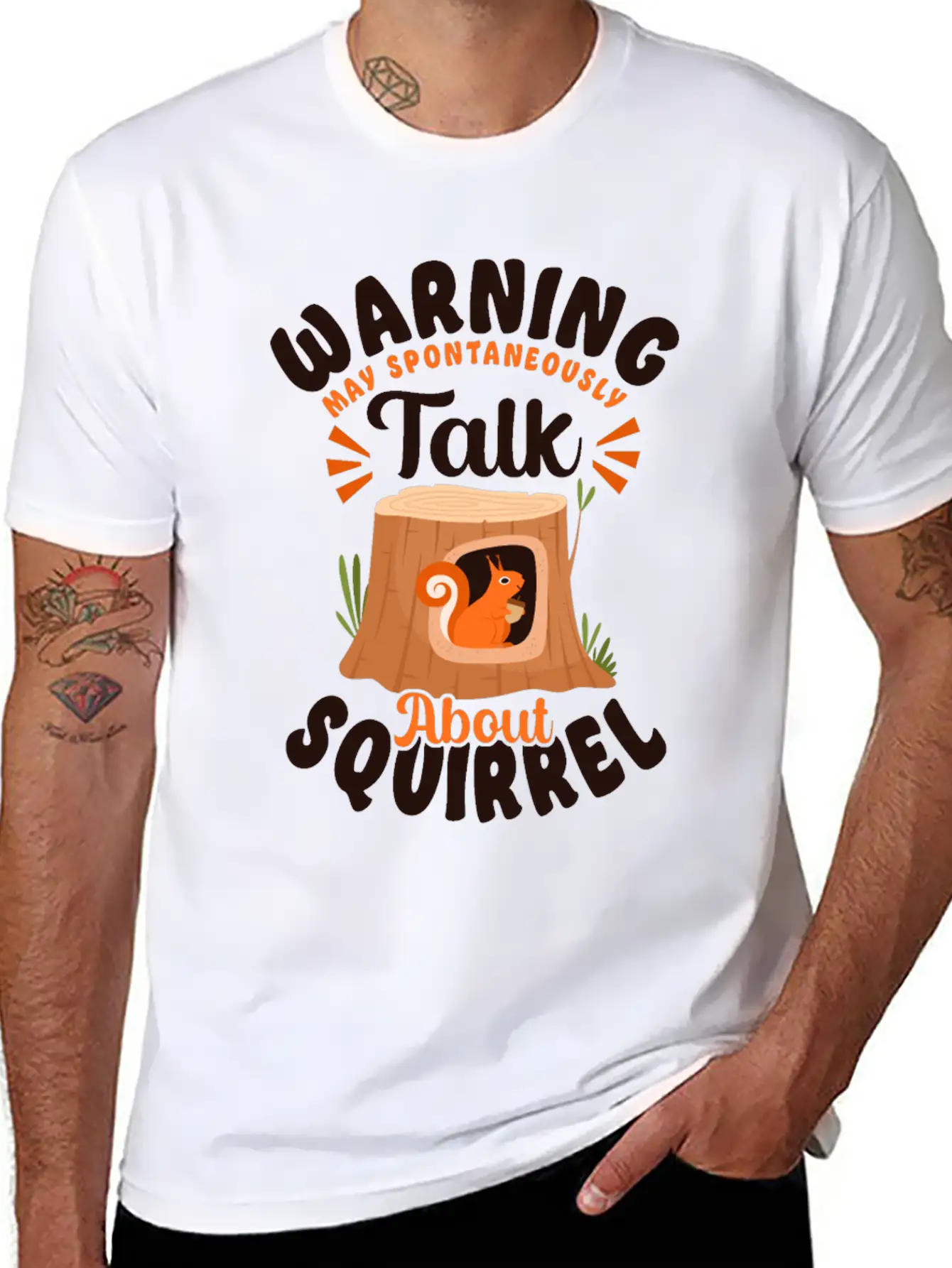 Squirrel Acorn Warning May Essential Cotton Tee For Daily Outfits ¨C Unisex Style