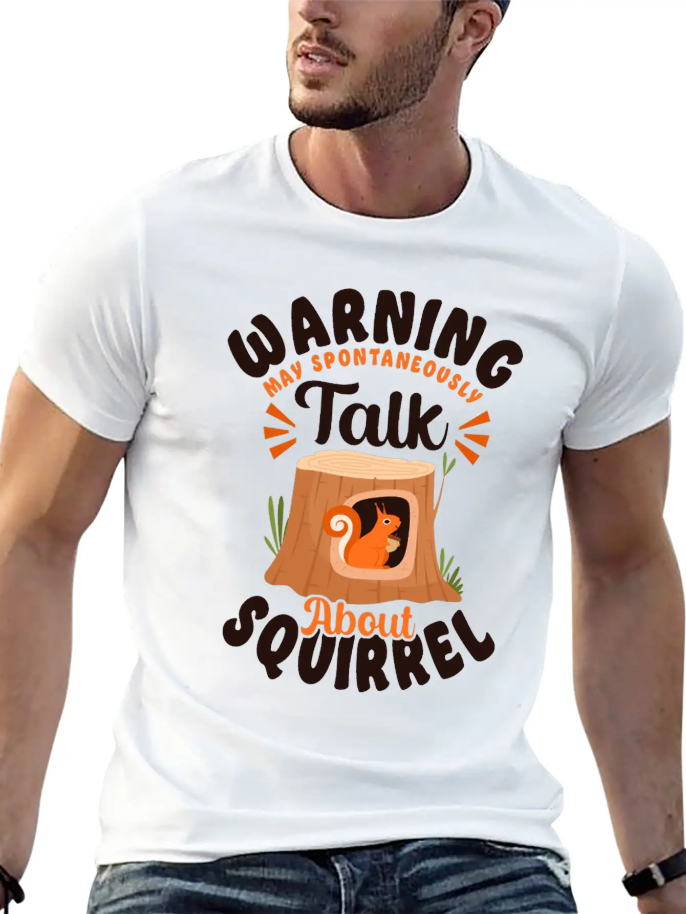 Squirrel Acorn Warning May Essential Cotton Tee For Daily Outfits ¨C Unisex Style