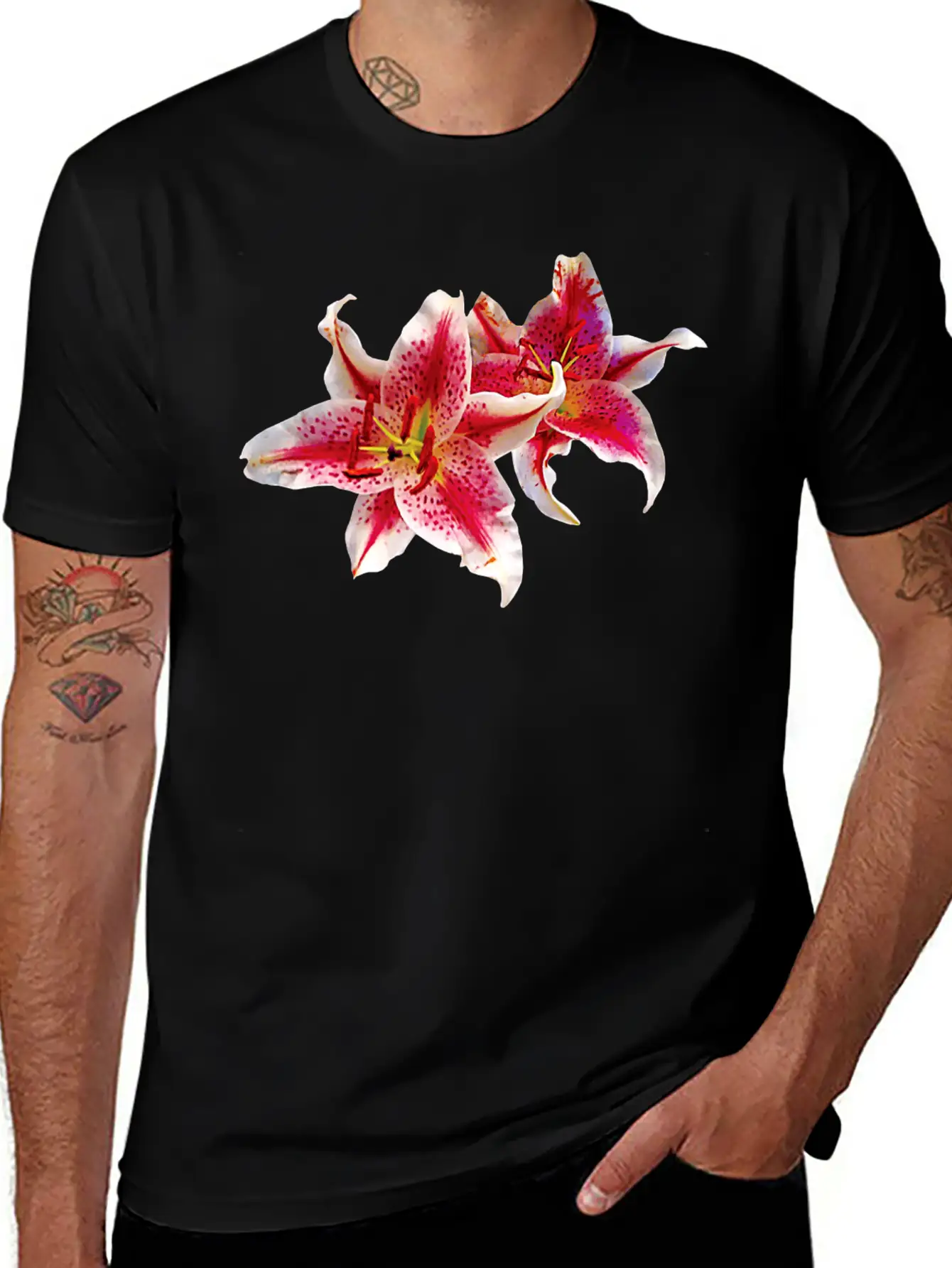 Stargazer Lily Pair Basic Graphic T-Shirt ¨C Daily Comfort In Soft Cotton