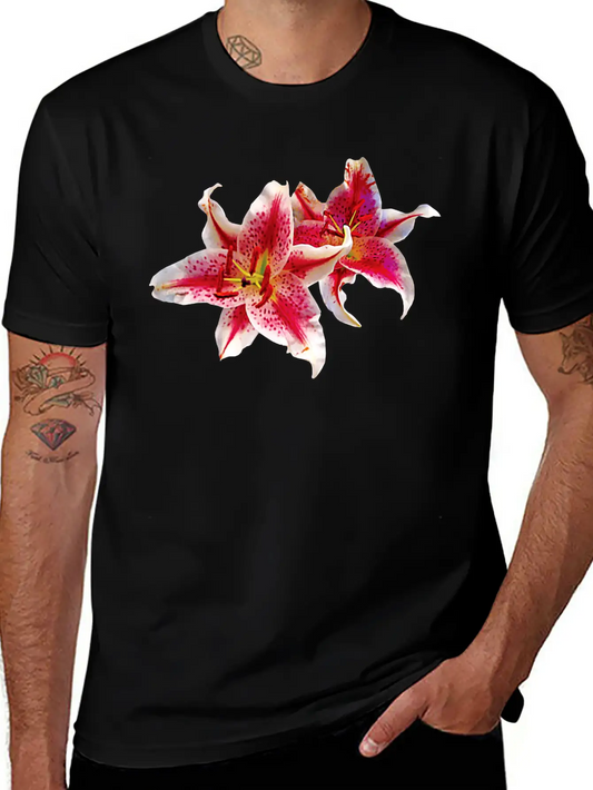 Stargazer Lily Pair Basic Graphic T-Shirt ¨C Daily Comfort In Soft Cotton