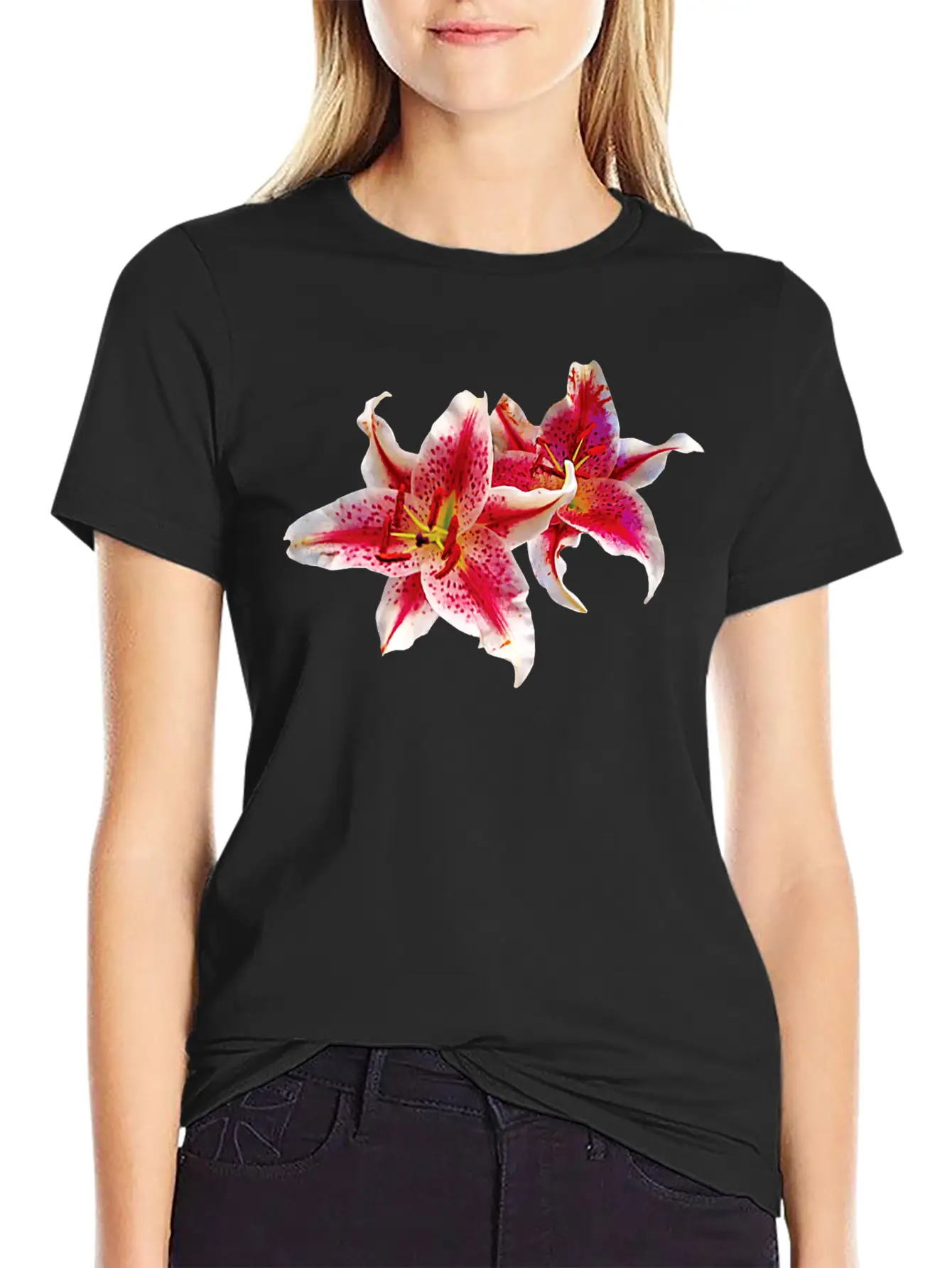 Stargazer Lily Pair Basic Graphic T-Shirt ¨C Daily Comfort In Soft Cotton