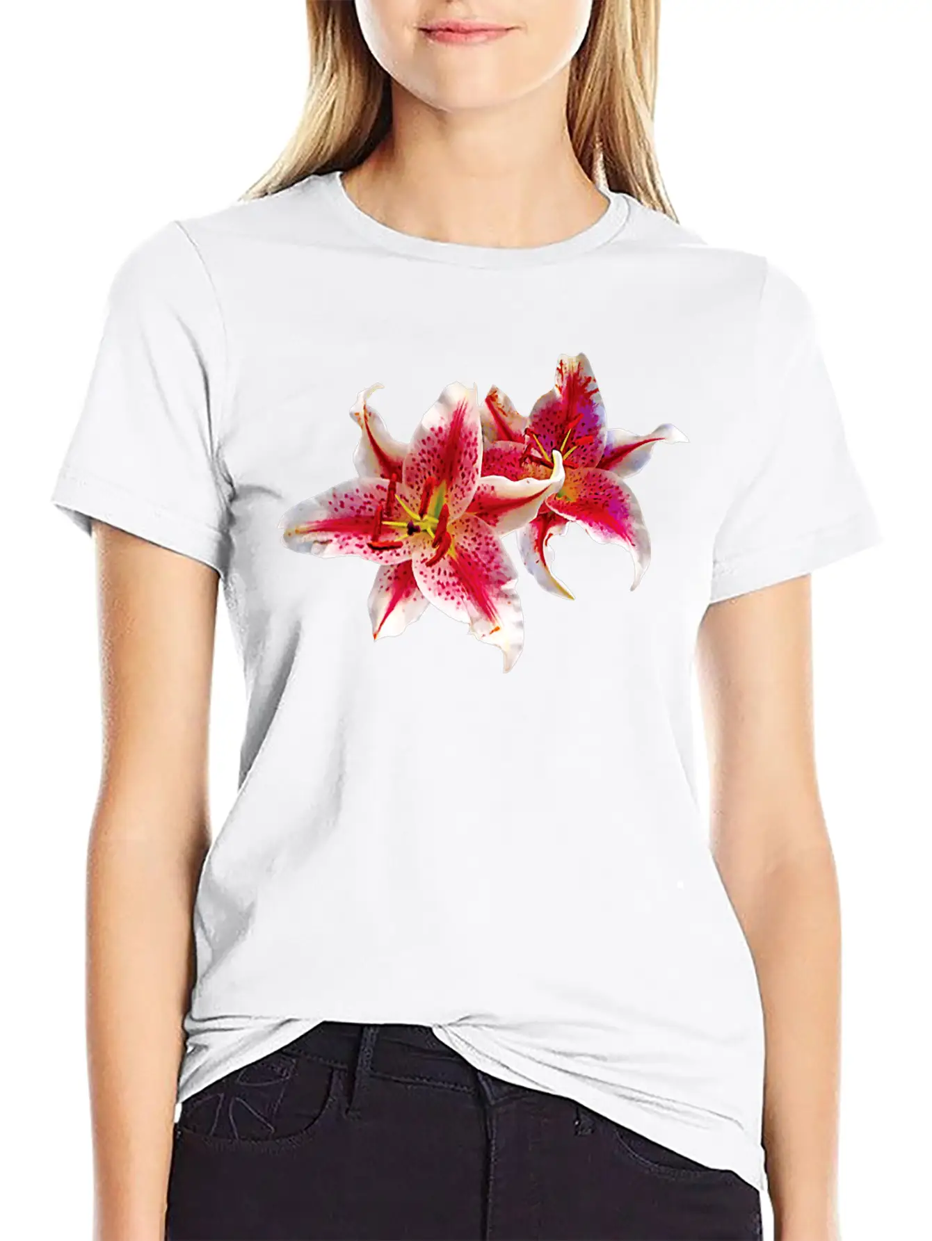 Stargazer Lily Pair Basic Graphic T-Shirt ¨C Daily Comfort In Soft Cotton