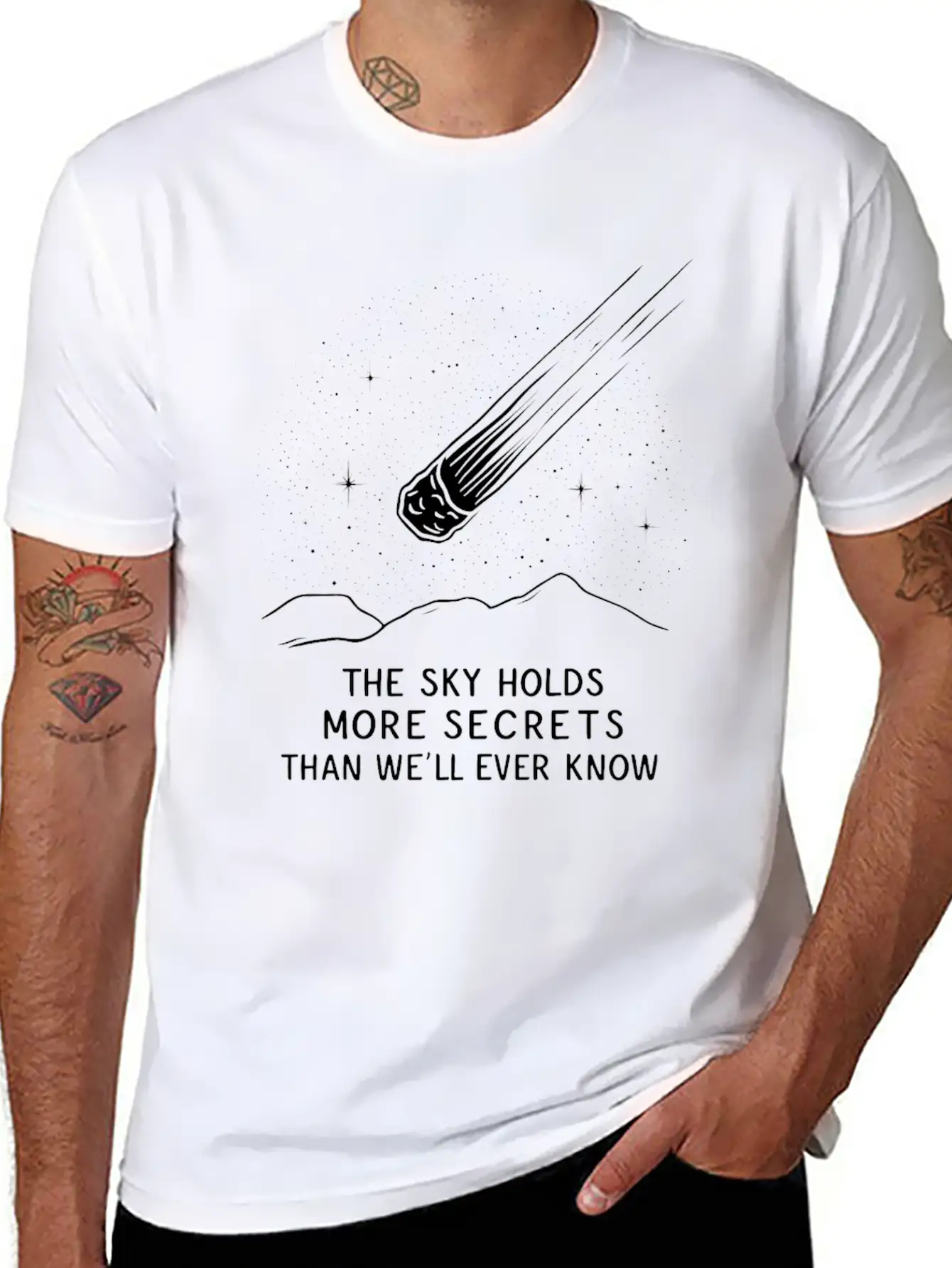 Stargazing Adventures Under The Meteor Shower Basic Graphic T-Shirt ¨C Daily Comfort In Soft Cotton