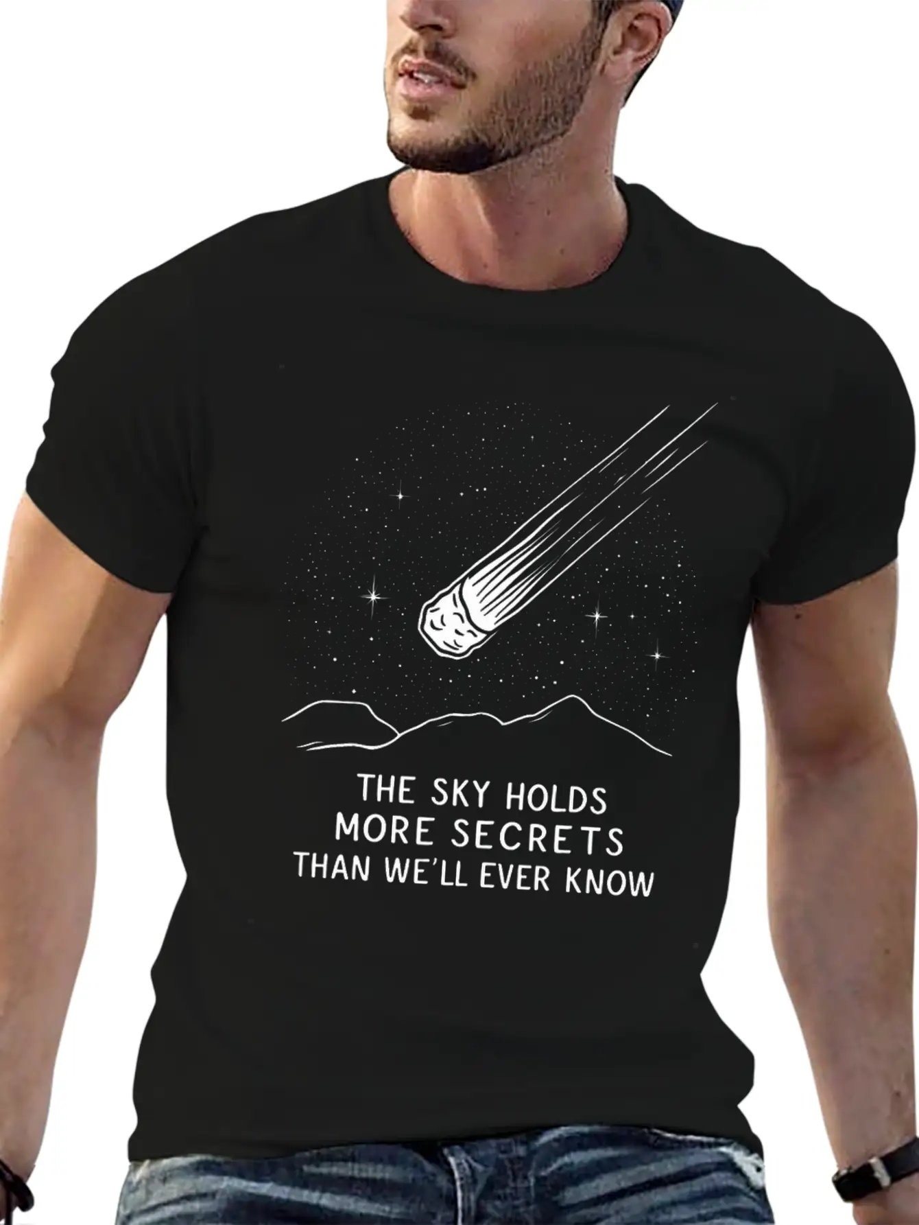 Stargazing Adventures Under The Meteor Shower Basic Graphic T-Shirt ¨C Daily Comfort In Soft Cotton
