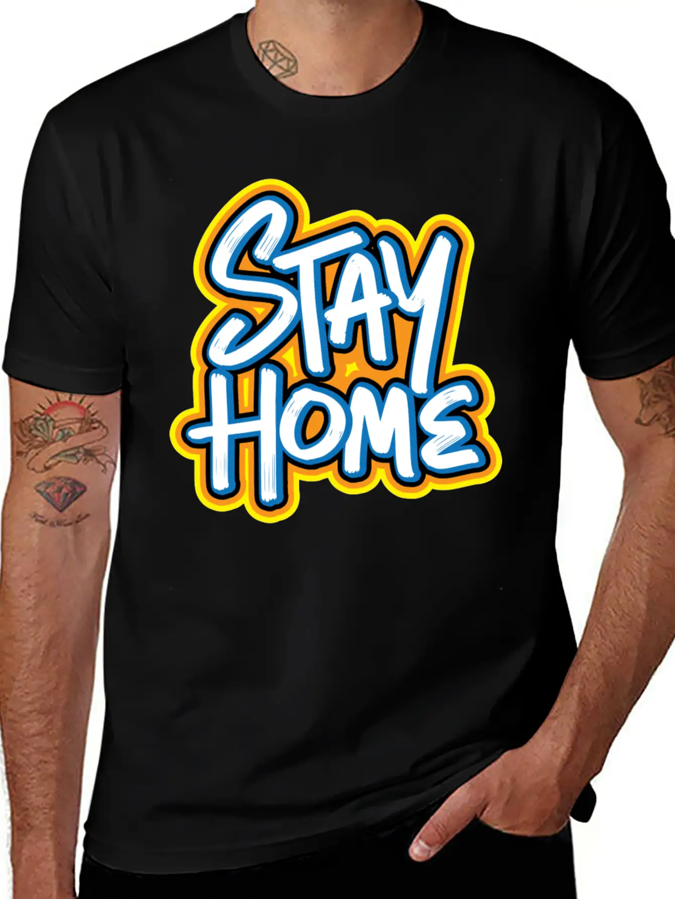 Stay Home Graffiti Basic Graphic T-Shirt ¨C Daily Comfort In Soft Cotton