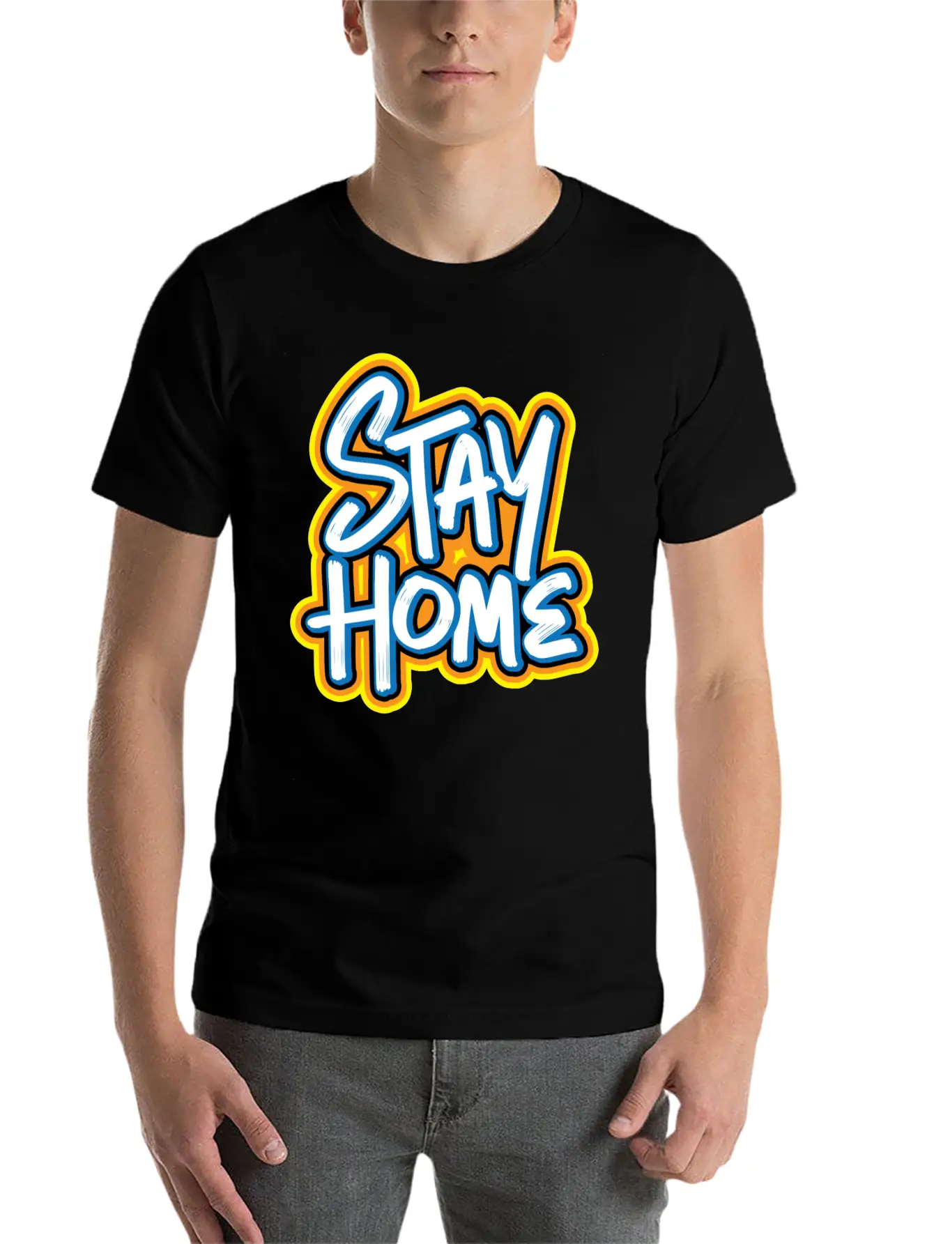 Stay Home Graffiti Basic Graphic T-Shirt ¨C Daily Comfort In Soft Cotton