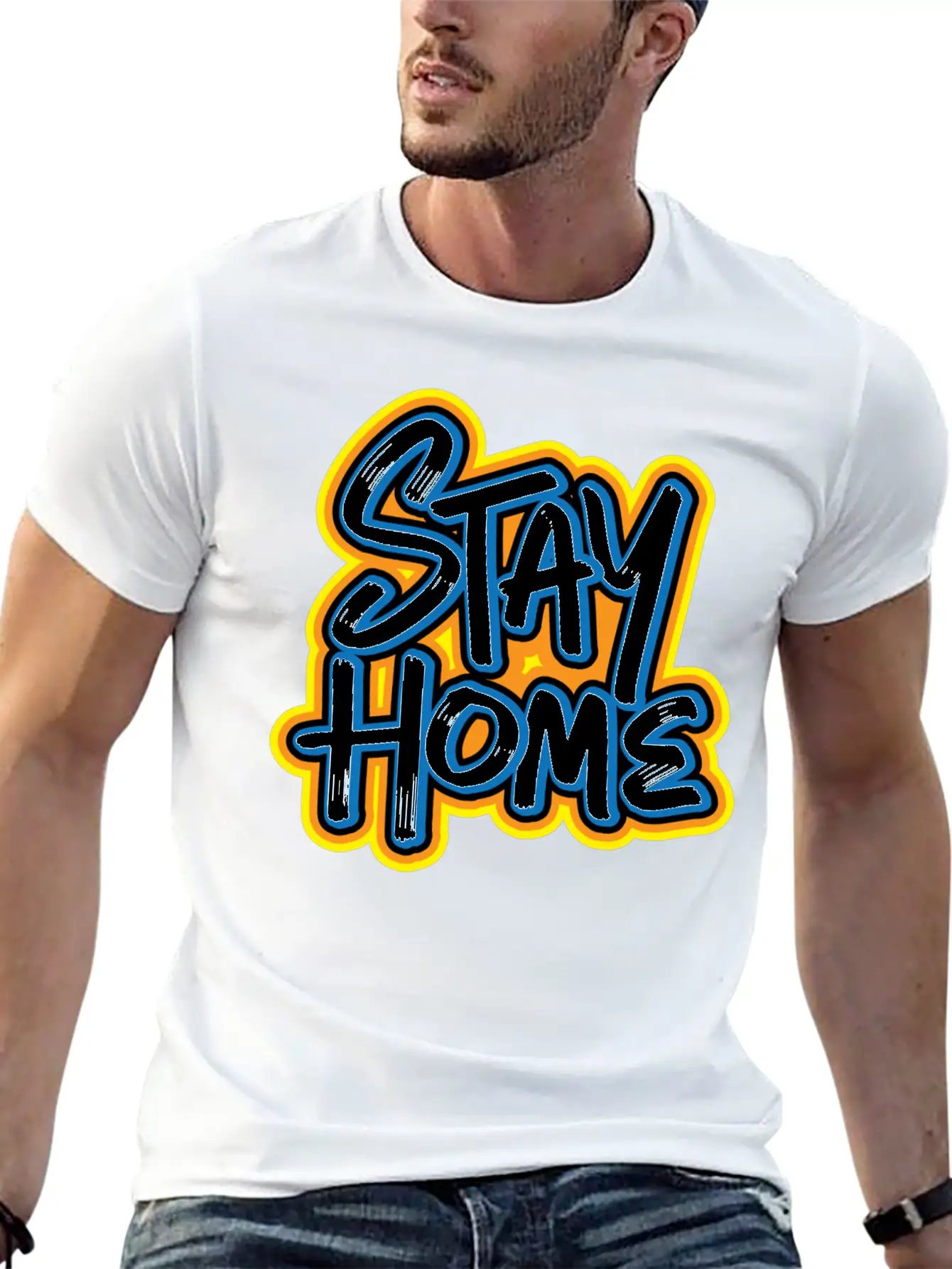 Stay Home Graffiti Basic Graphic T-Shirt ¨C Daily Comfort In Soft Cotton