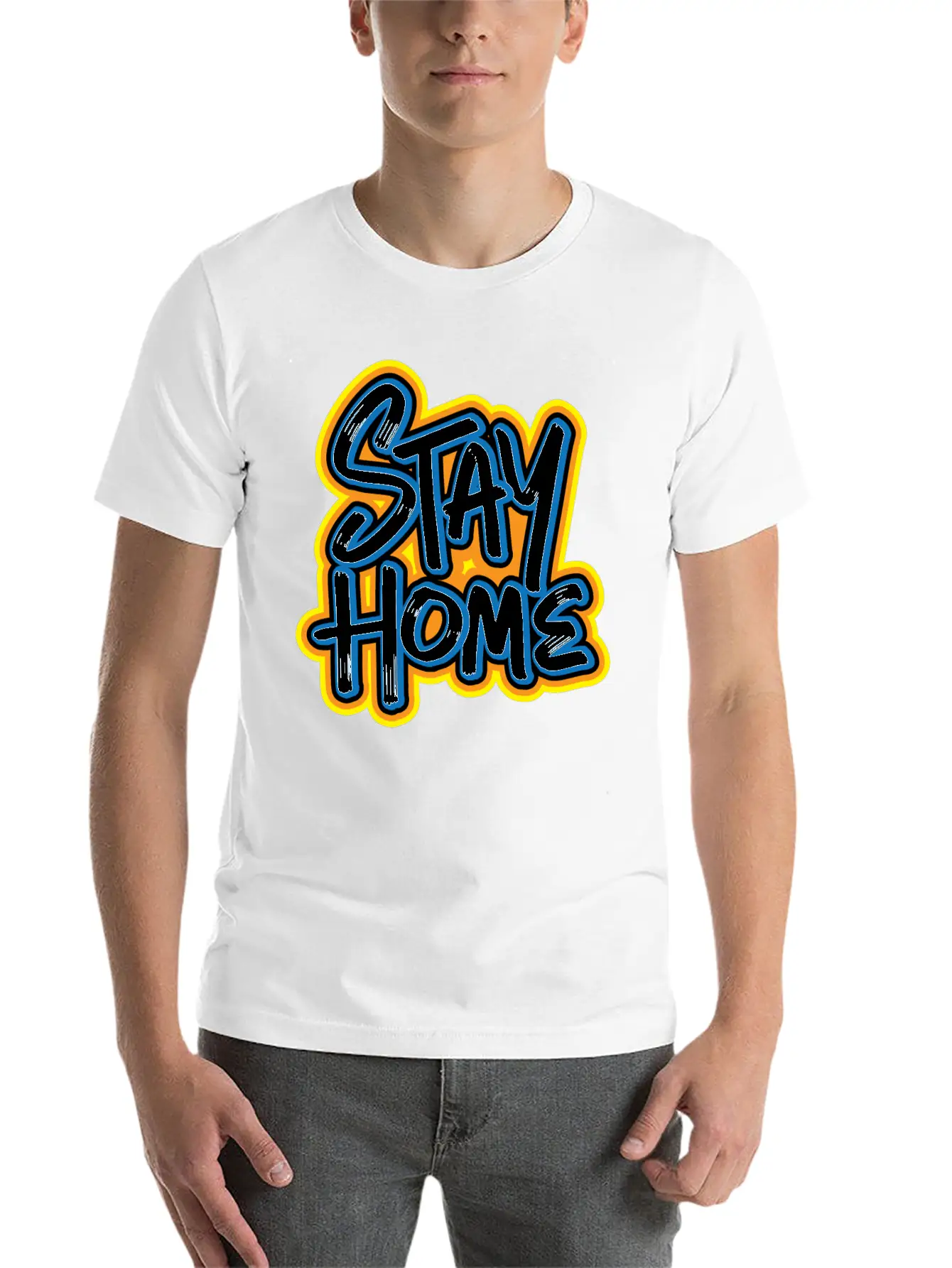 Stay Home Graffiti Basic Graphic T-Shirt ¨C Daily Comfort In Soft Cotton