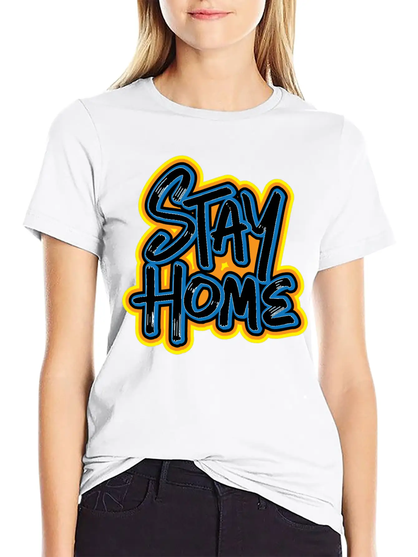 Stay Home Graffiti Basic Graphic T-Shirt ¨C Daily Comfort In Soft Cotton