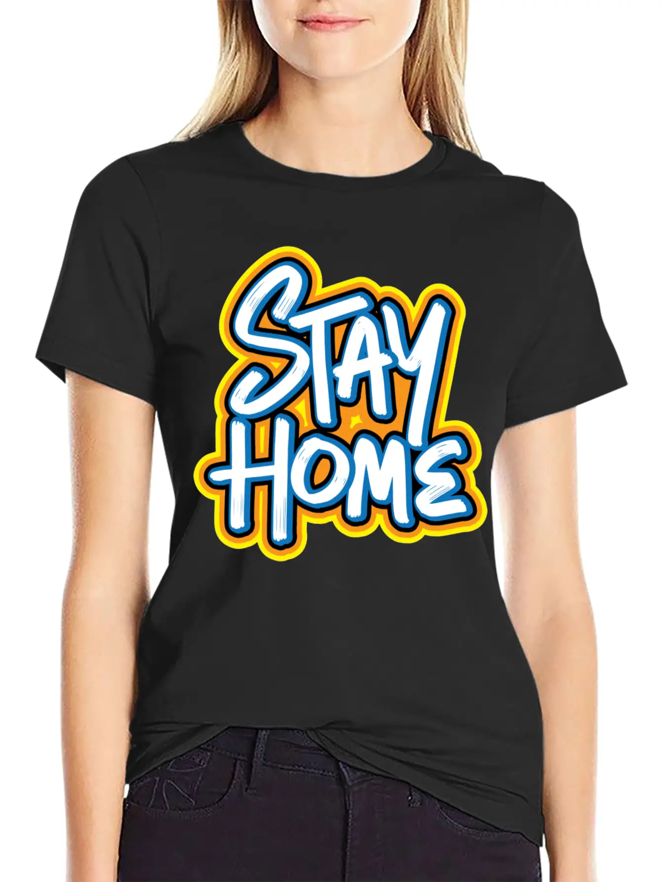 Stay Home Graffiti Basic Graphic T-Shirt ¨C Daily Comfort In Soft Cotton
