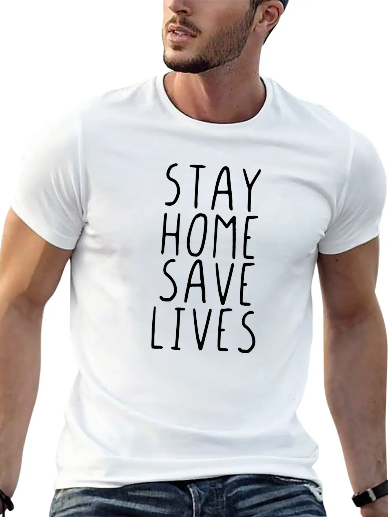 Stay Home Save Lives Unisex Casual T-Shirt ¨C Clean Design For Daily Comfort