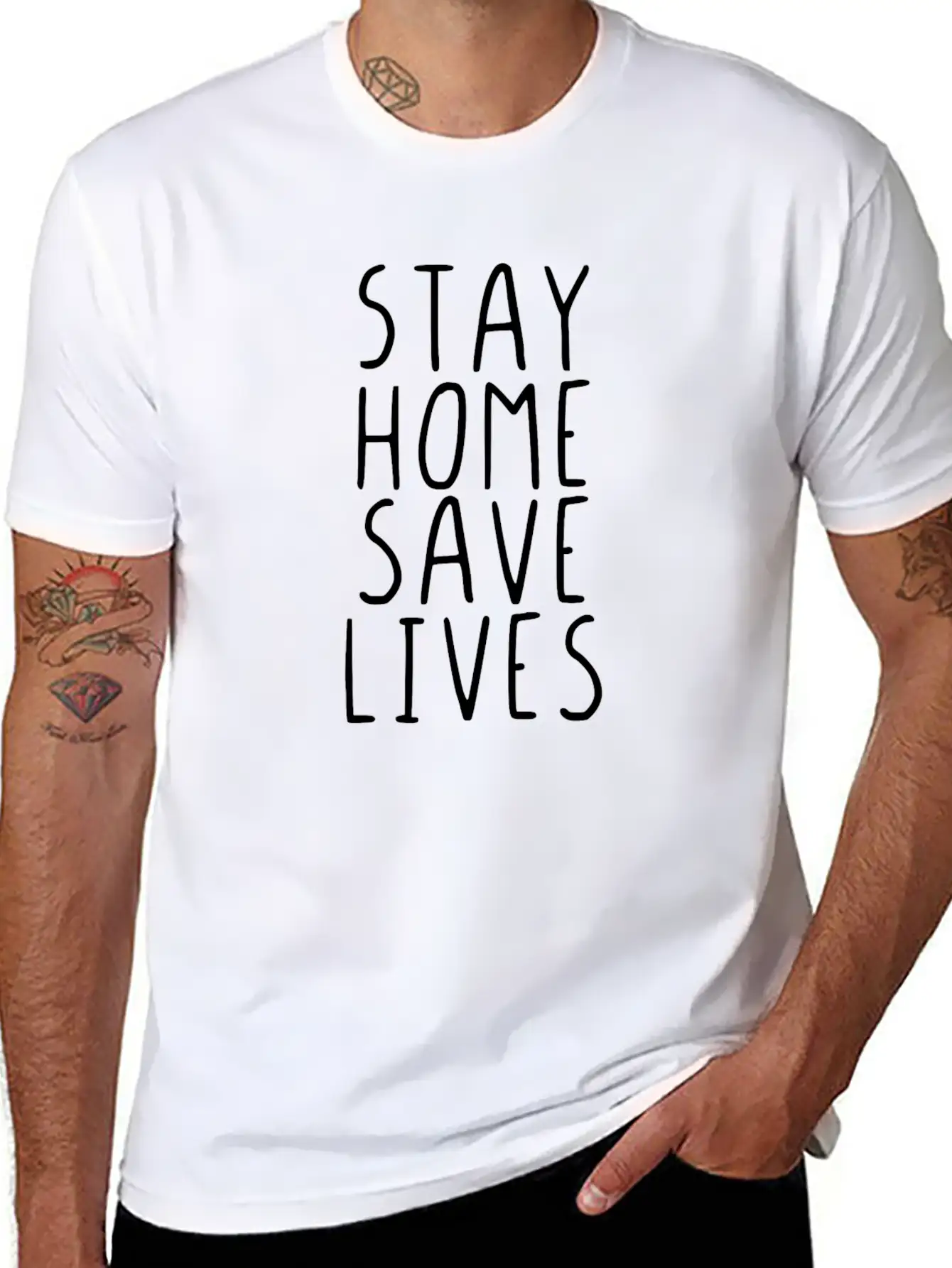 Stay Home Save Lives Unisex Casual T-Shirt ¨C Clean Design For Daily Comfort