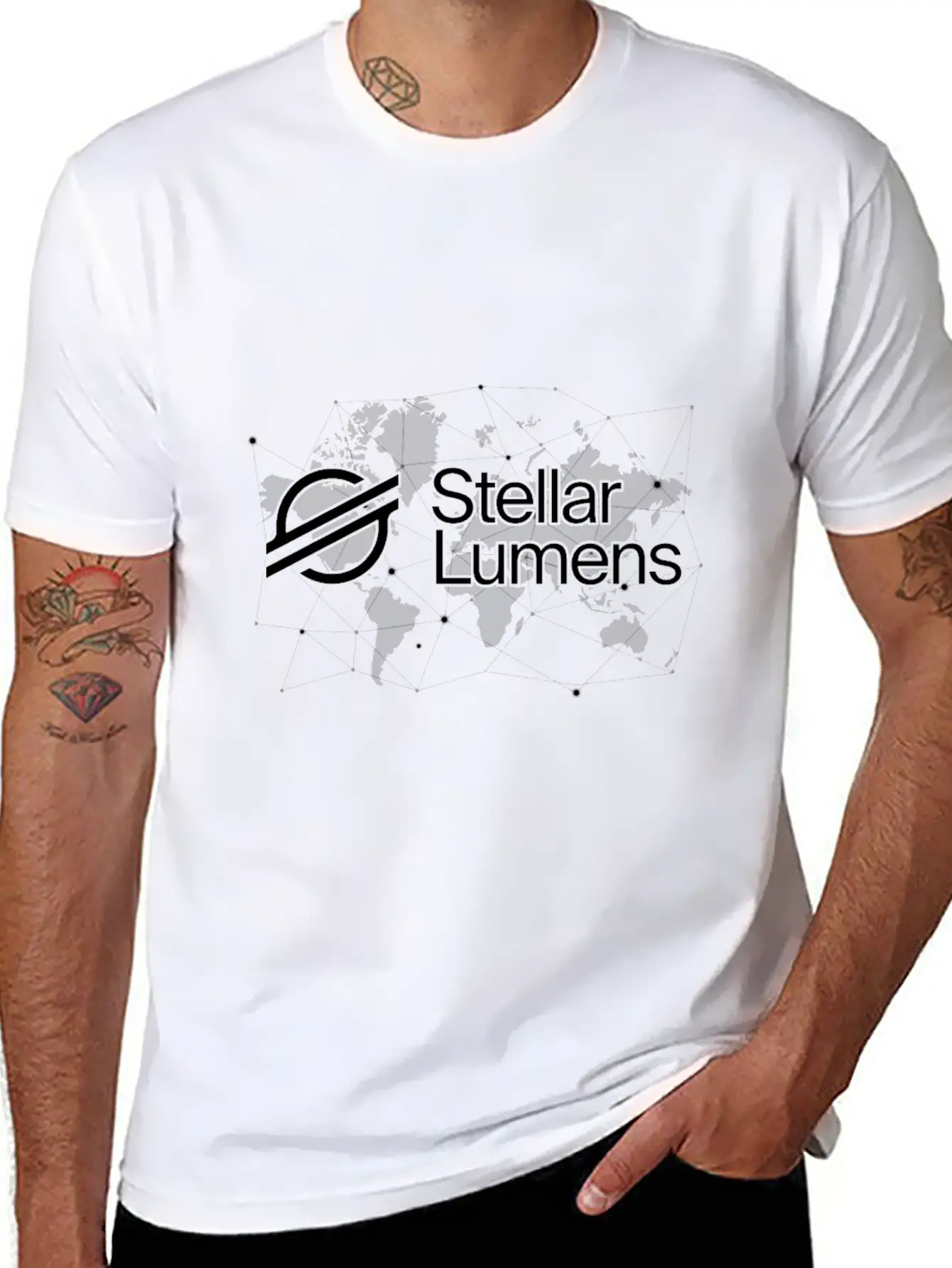 Stellar XML Crypto Trader World Map Essential Cotton Tee For Daily Outfits ¨C Unisex Style