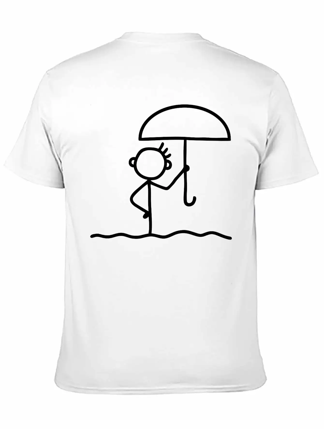 Stick Figure With Umbrella Essential Cotton Tee For Daily Outfits ¨C Unisex Style