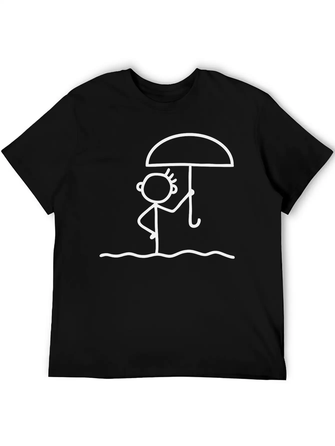 Stick Figure With Umbrella Essential Cotton Tee For Daily Outfits ¨C Unisex Style