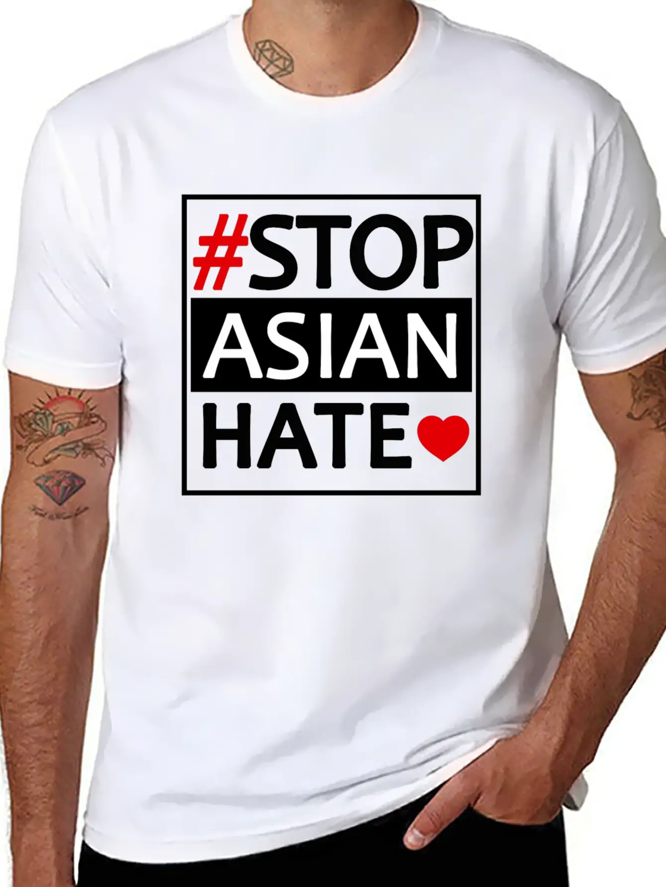 STOP ASIAN HATE Basic Graphic T-Shirt ¨C Daily Comfort In Soft Cotton