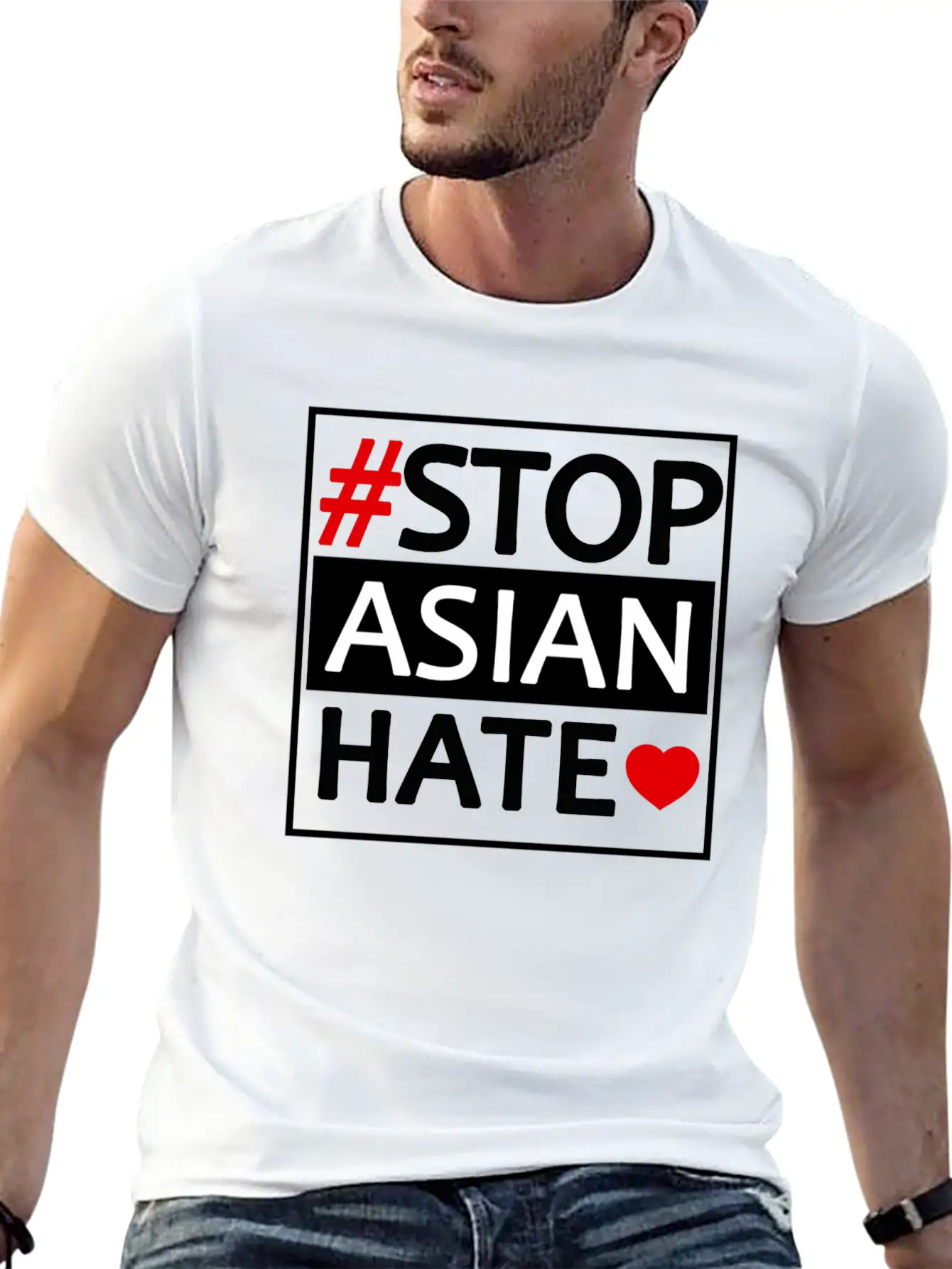 STOP ASIAN HATE Basic Graphic T-Shirt ¨C Daily Comfort In Soft Cotton