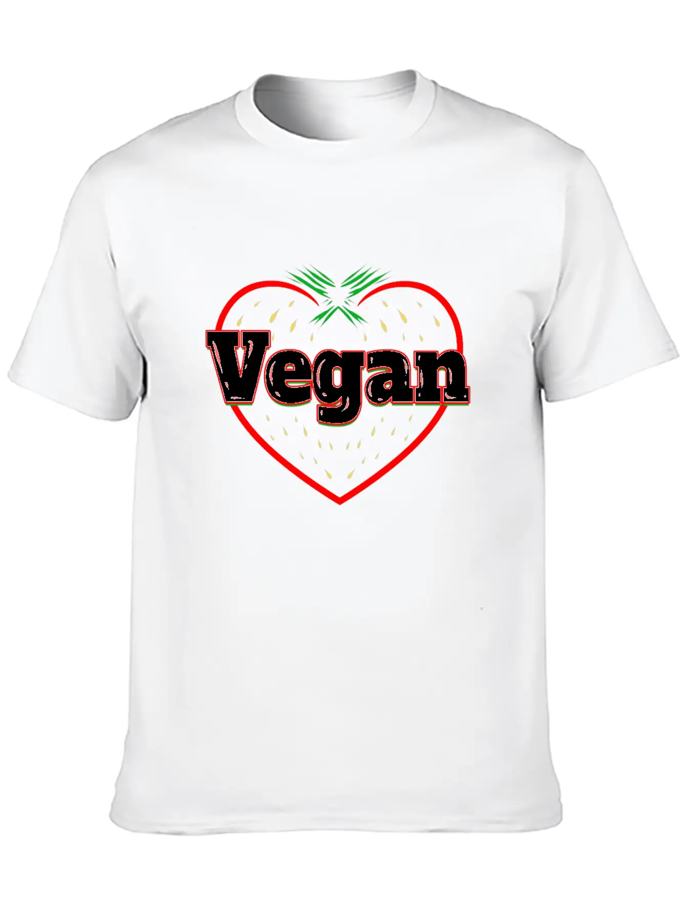 Strawberry Logo For Vegetarians - Go Vegan Essential Cotton Tee For Daily Outfits ¨C Unisex Style