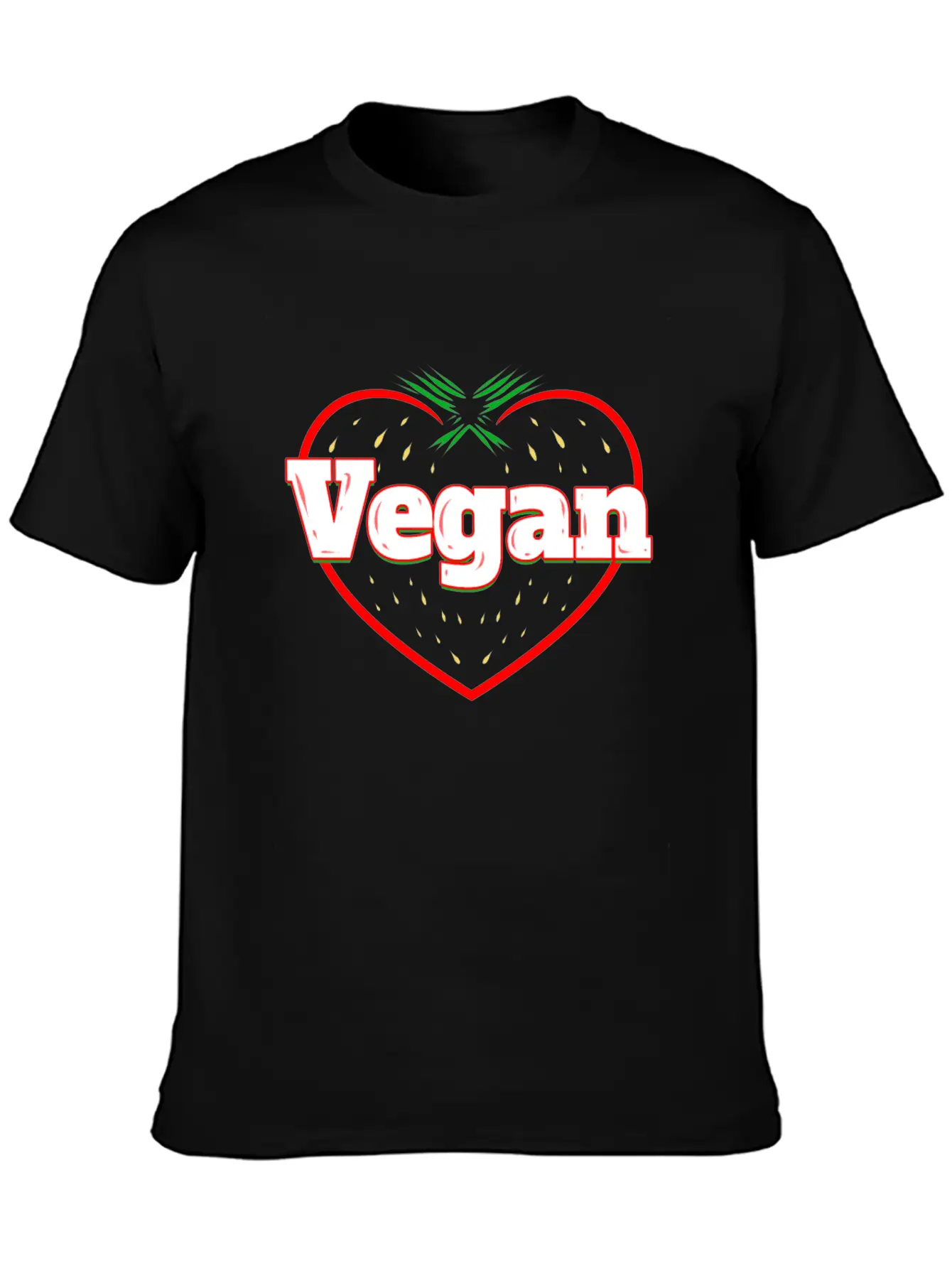 Strawberry Logo For Vegetarians - Go Vegan Essential Cotton Tee For Daily Outfits ¨C Unisex Style