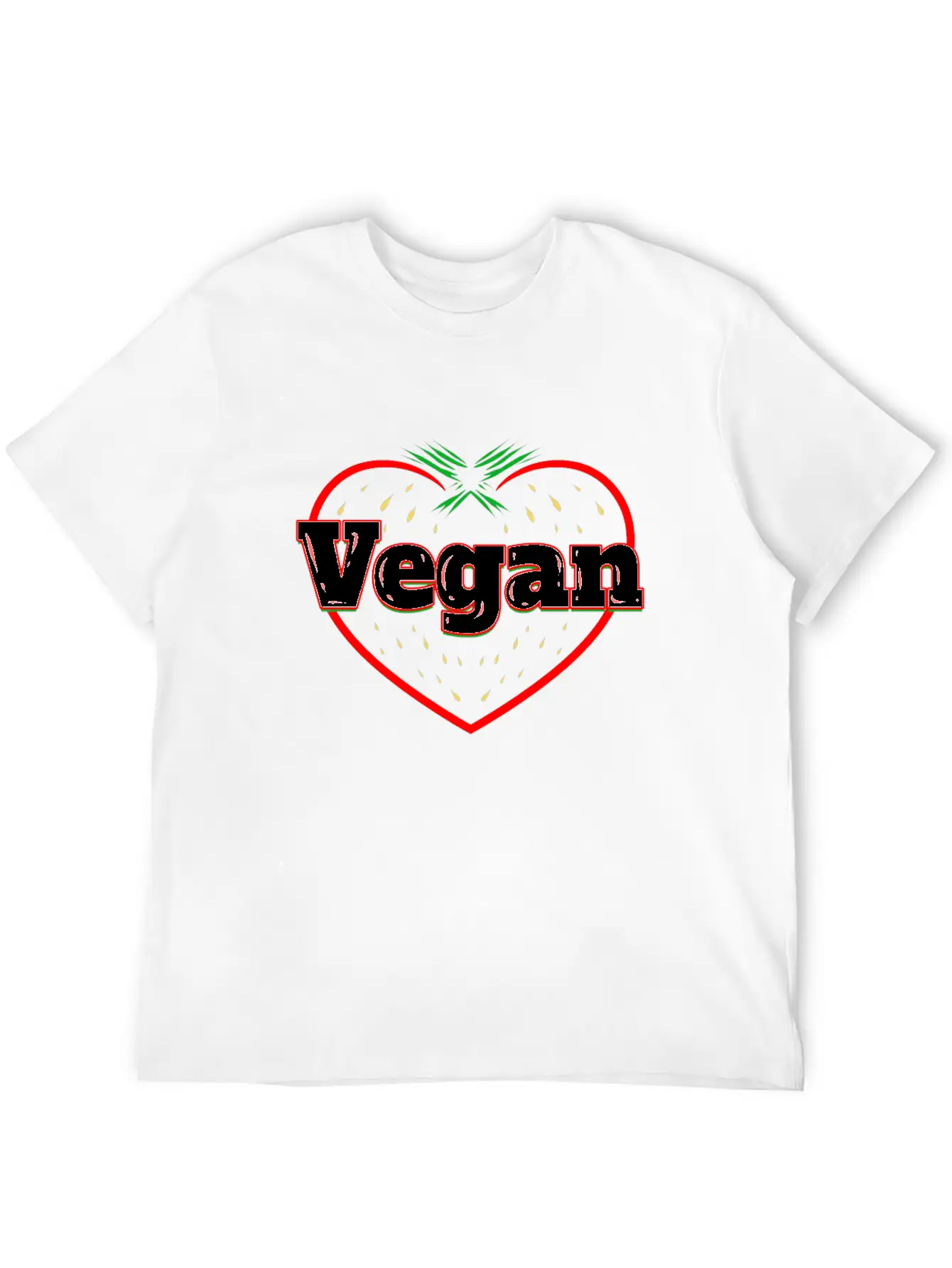 Strawberry Logo For Vegetarians - Go Vegan Essential Cotton Tee For Daily Outfits ¨C Unisex Style