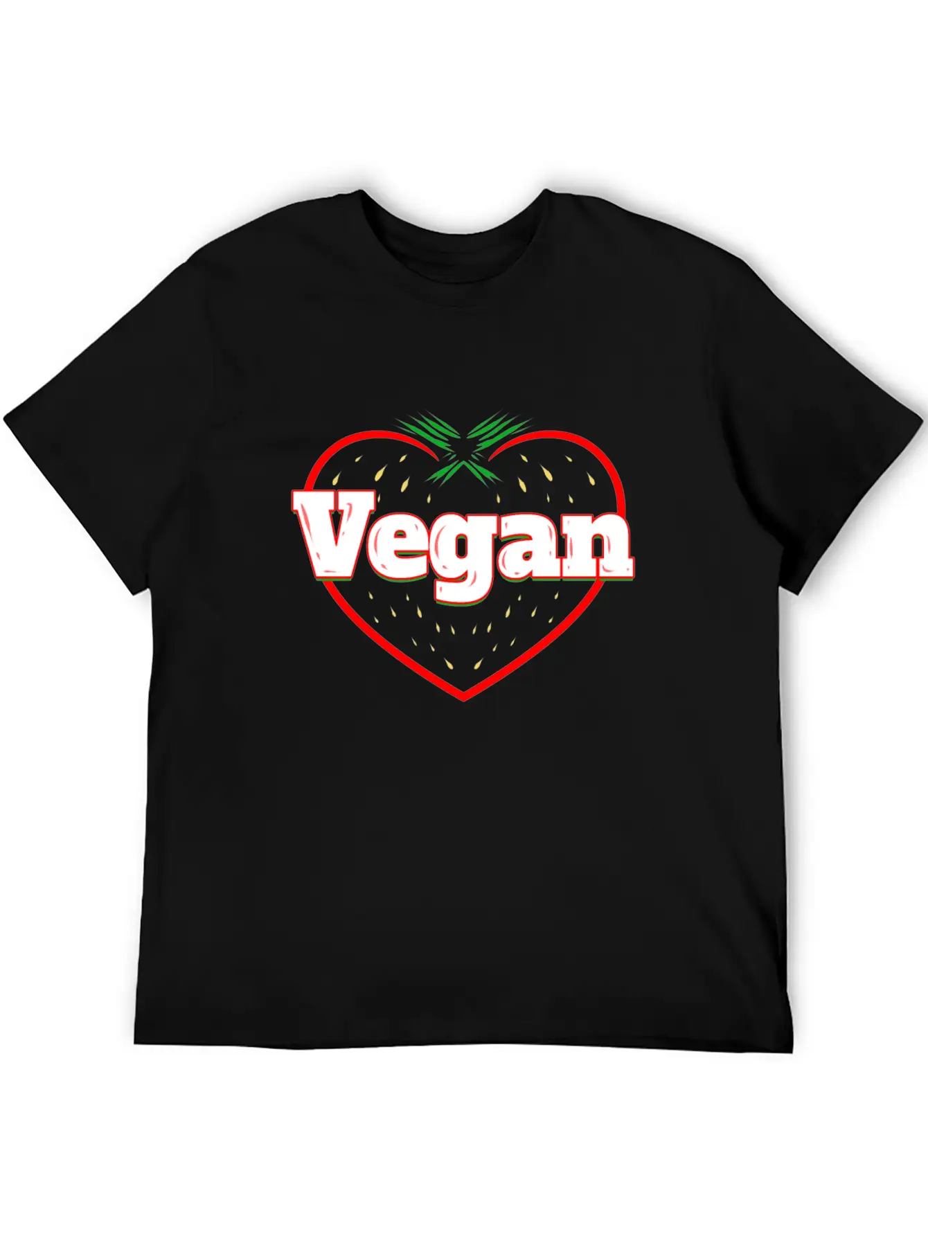 Strawberry Logo For Vegetarians - Go Vegan Essential Cotton Tee For Daily Outfits ¨C Unisex Style