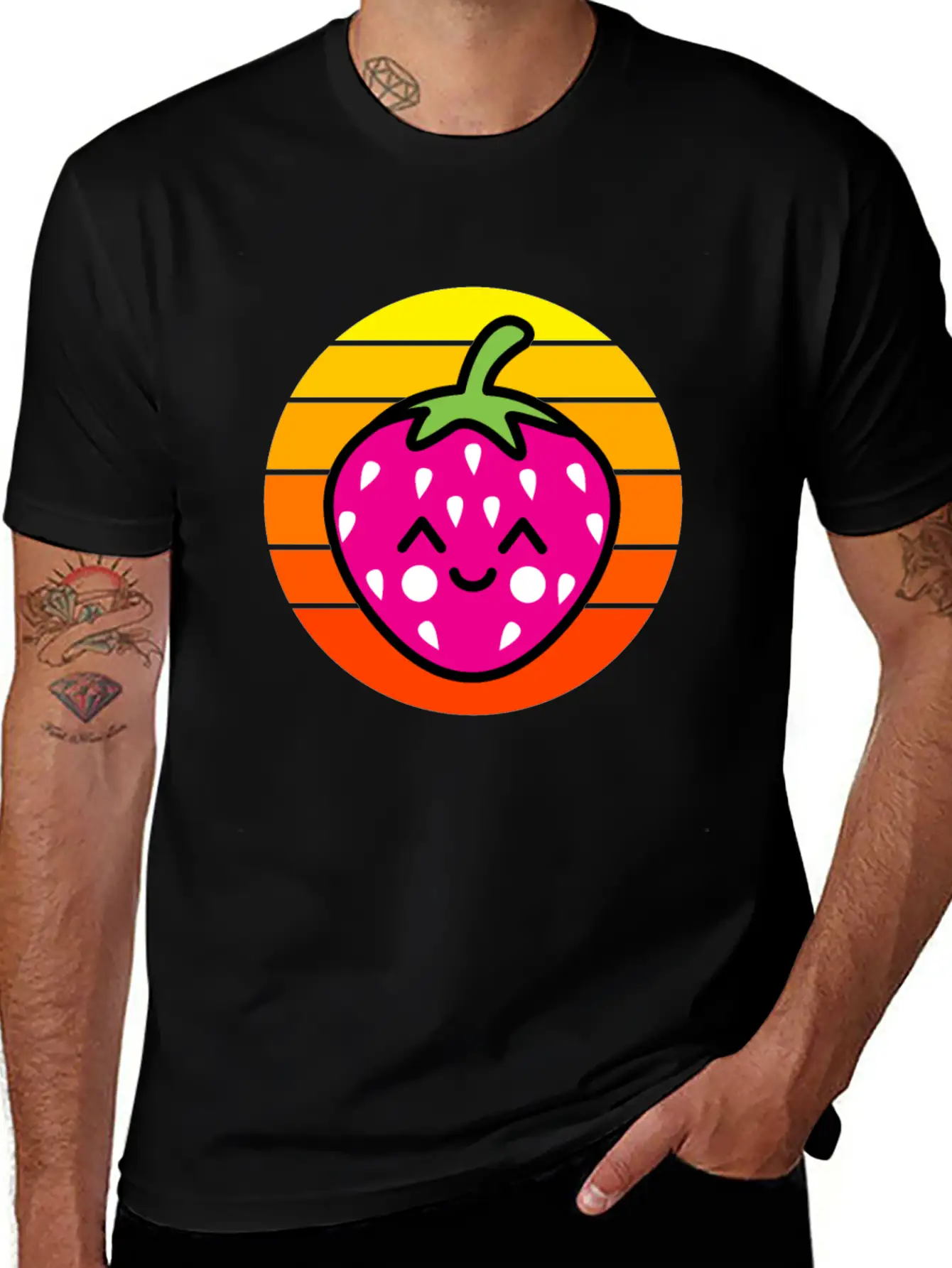 Strawberry Sunset Basic Graphic T-Shirt ¨C Daily Comfort In Soft Cotton