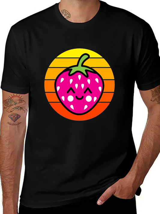 Strawberry Sunset Basic Graphic T-Shirt ¨C Daily Comfort In Soft Cotton