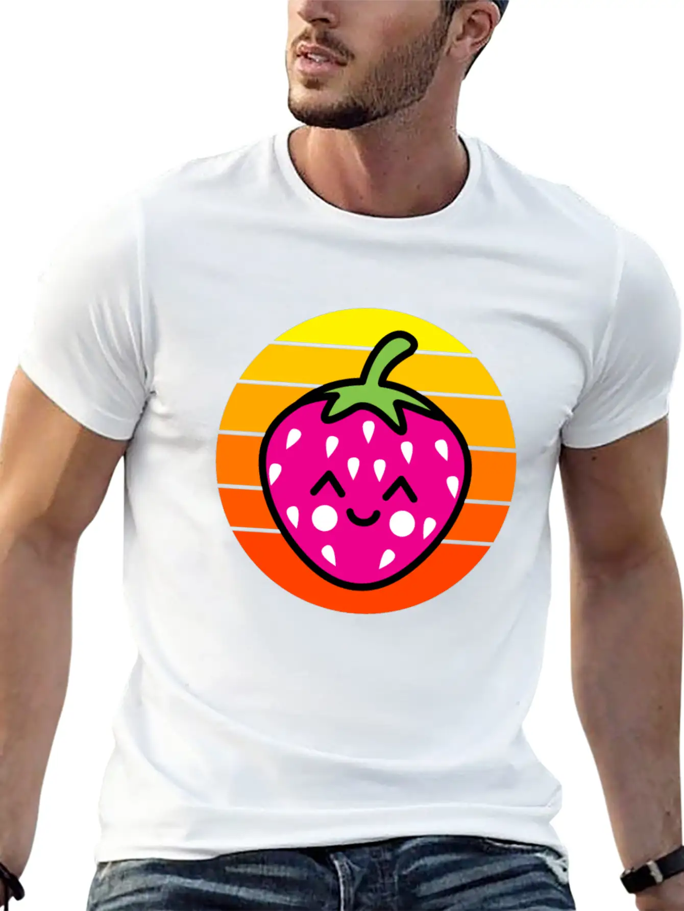 Strawberry Sunset Basic Graphic T-Shirt ¨C Daily Comfort In Soft Cotton
