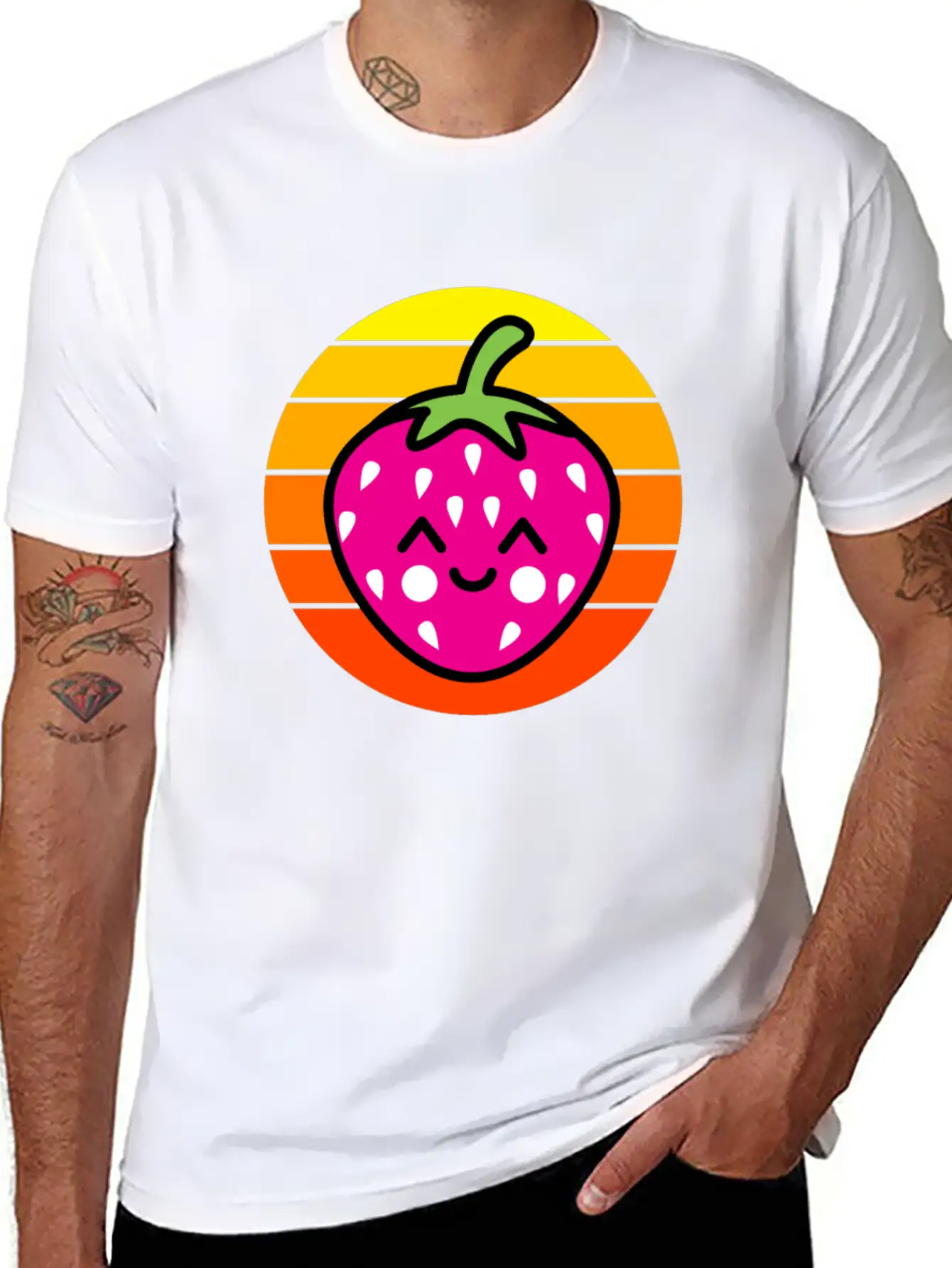 Strawberry Sunset Basic Graphic T-Shirt ¨C Daily Comfort In Soft Cotton