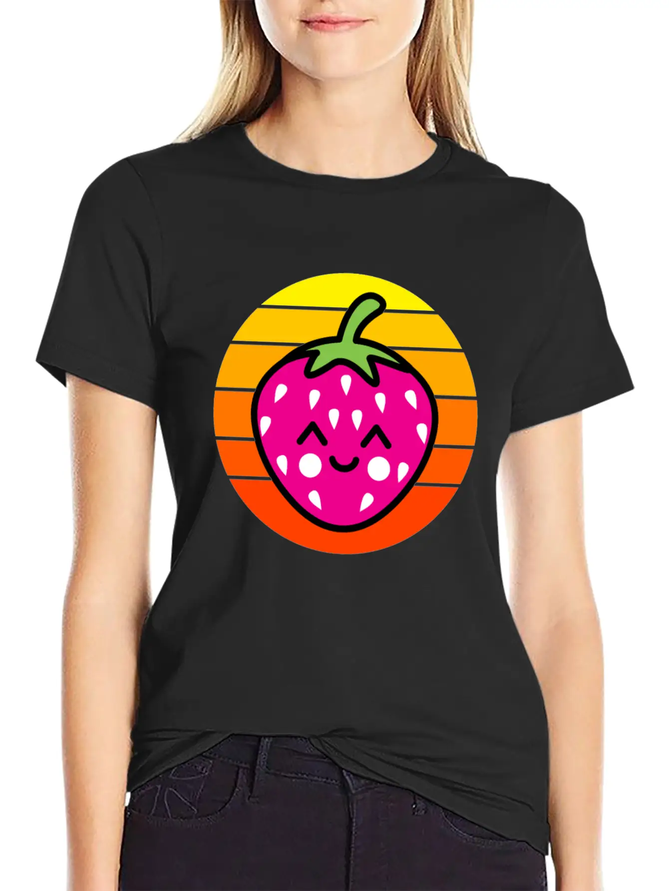Strawberry Sunset Basic Graphic T-Shirt ¨C Daily Comfort In Soft Cotton