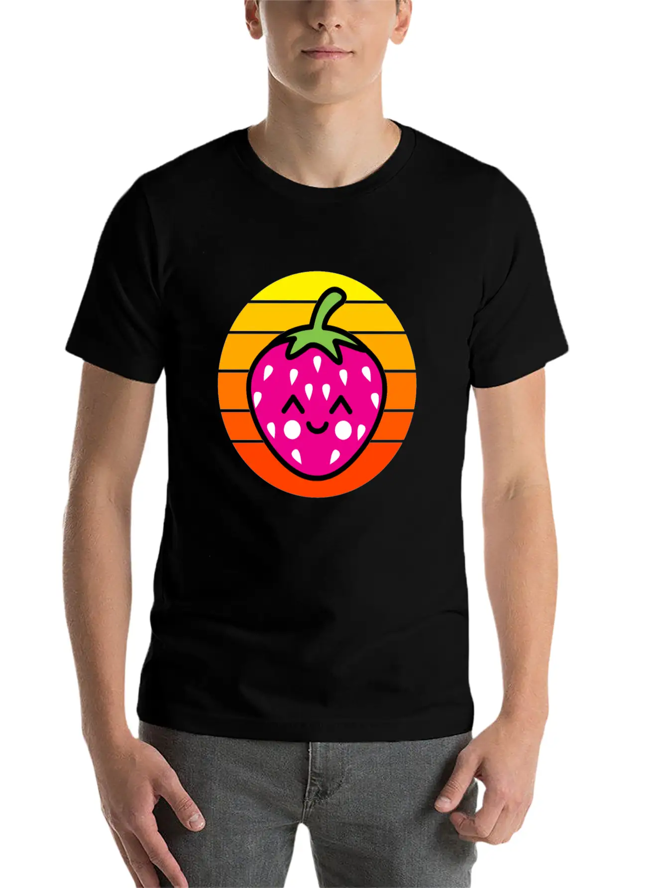 Strawberry Sunset Basic Graphic T-Shirt ¨C Daily Comfort In Soft Cotton