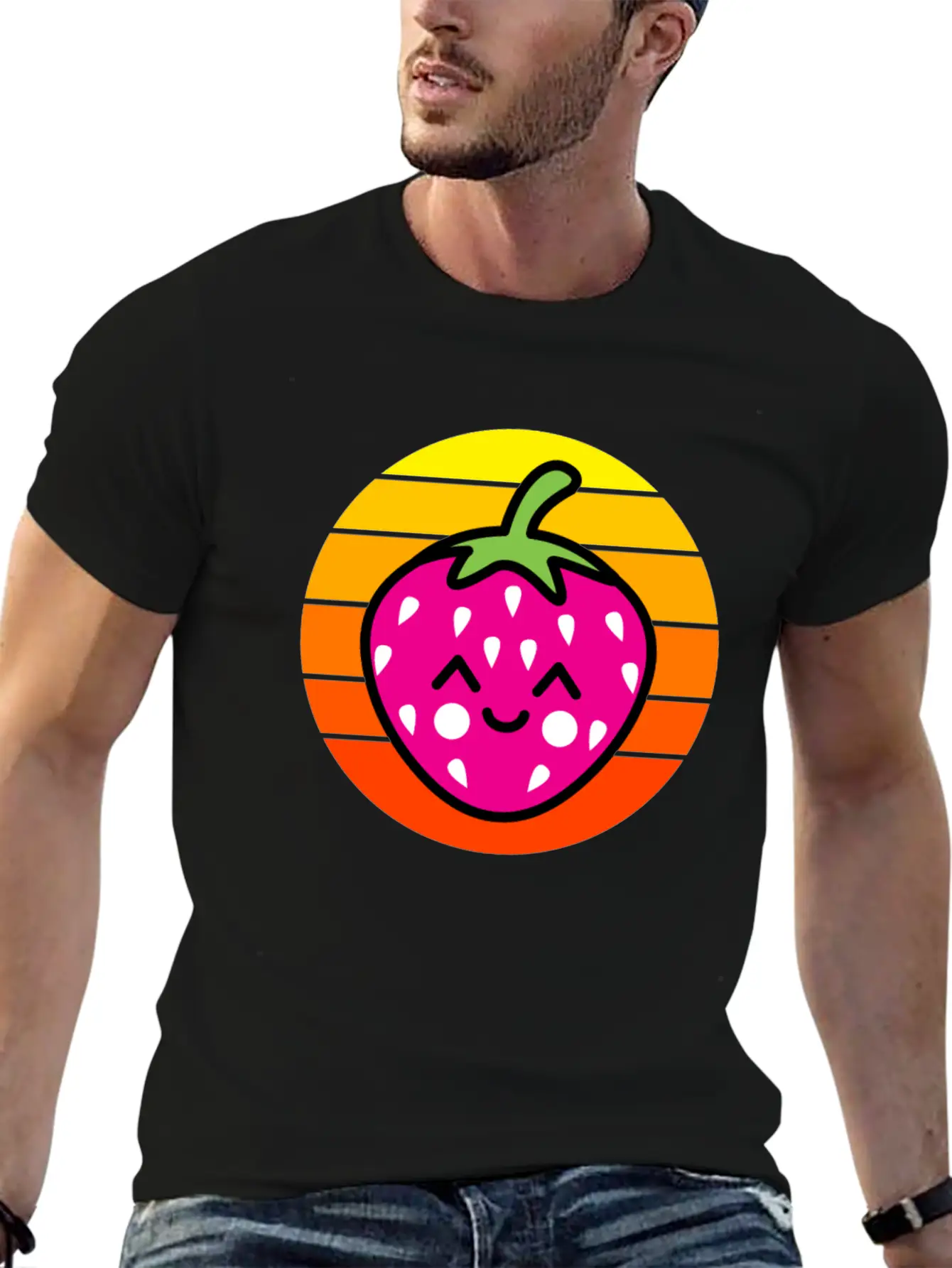 Strawberry Sunset Basic Graphic T-Shirt ¨C Daily Comfort In Soft Cotton