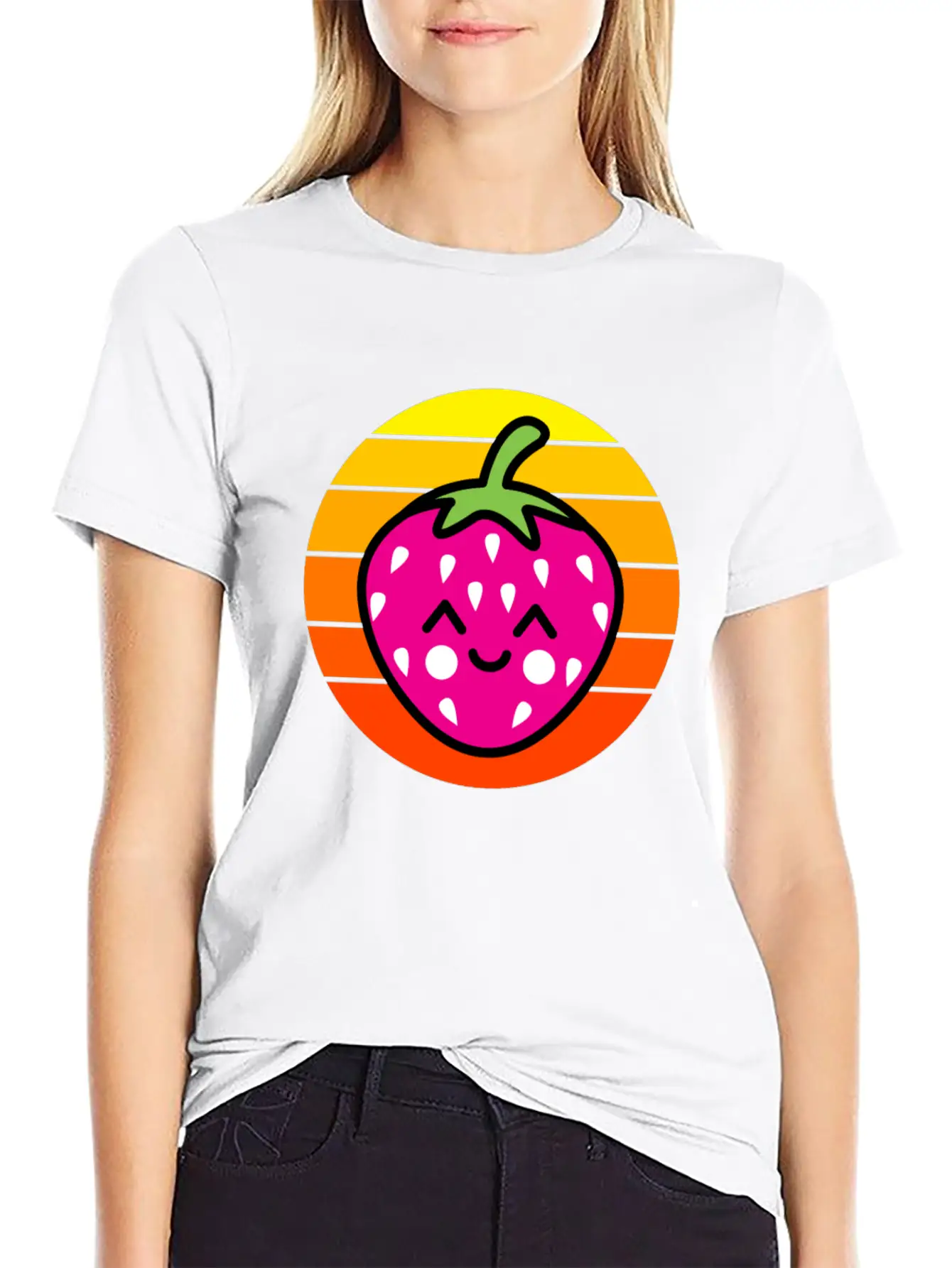 Strawberry Sunset Basic Graphic T-Shirt ¨C Daily Comfort In Soft Cotton