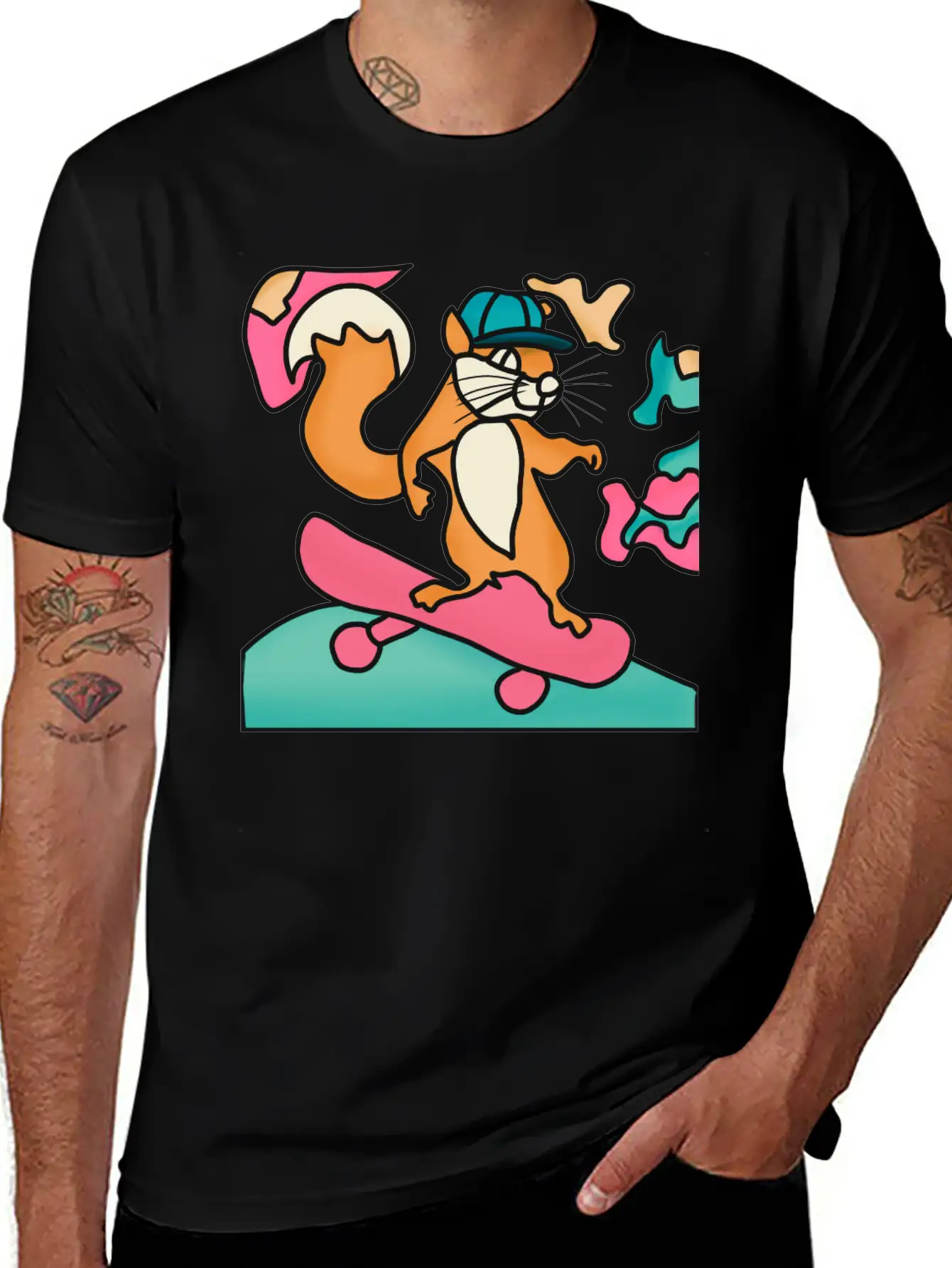 Street Retro Squirrel On Skateboard | Funny Unisex Casual T-Shirt ¨C Clean Design For Daily Comfort