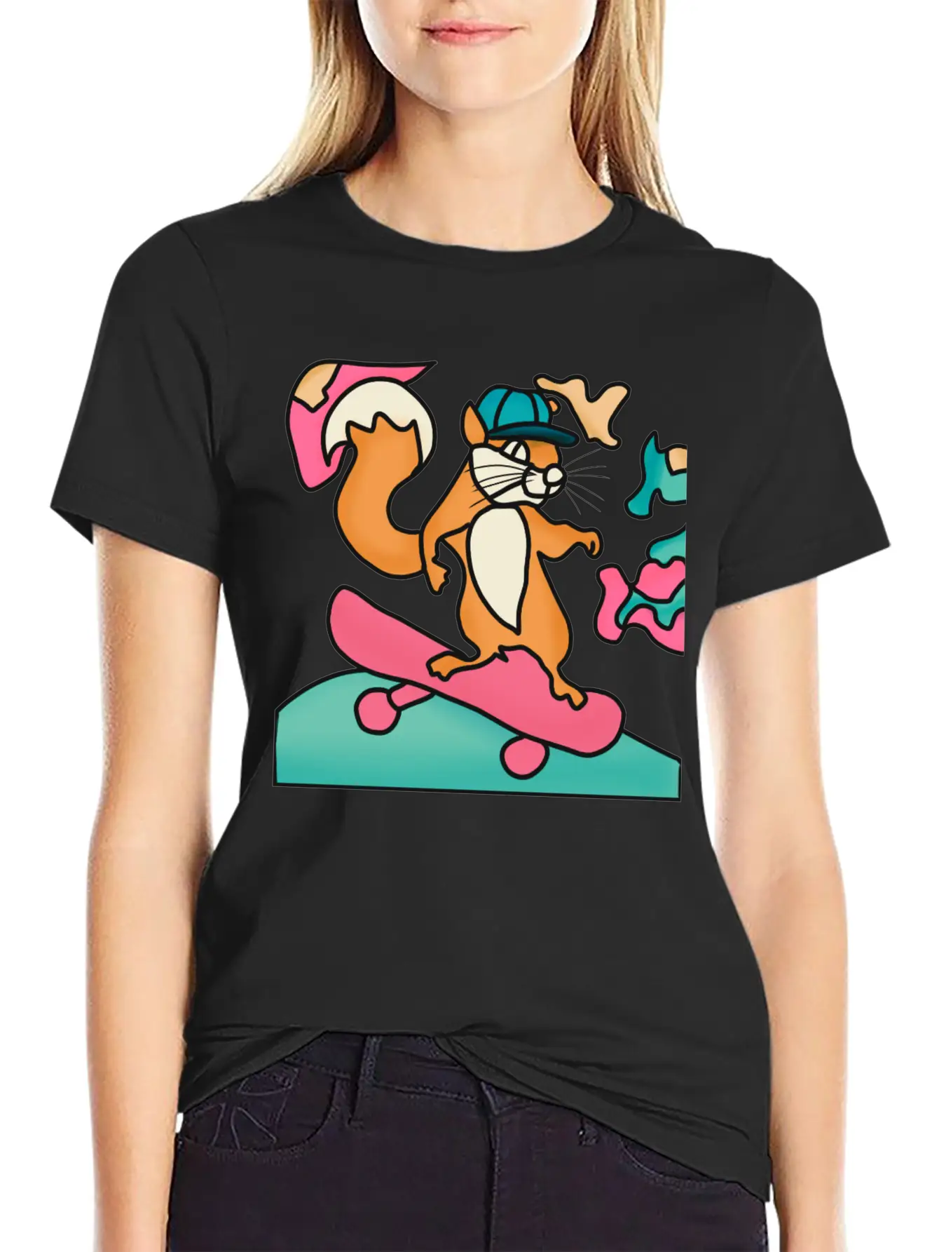 Street Retro Squirrel On Skateboard | Funny Unisex Casual T-Shirt ¨C Clean Design For Daily Comfort