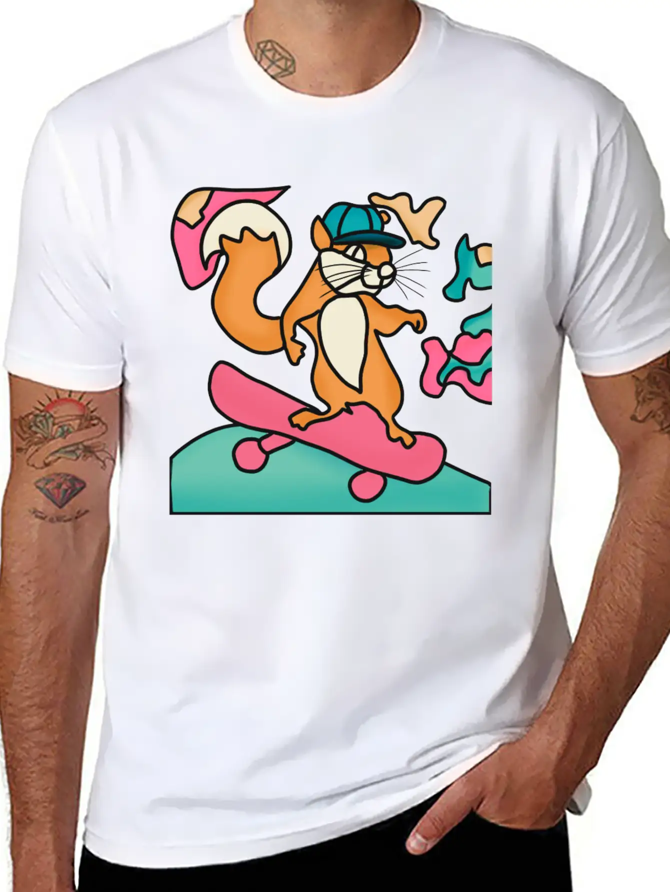 Street Retro Squirrel On Skateboard | Funny Unisex Casual T-Shirt ¨C Clean Design For Daily Comfort