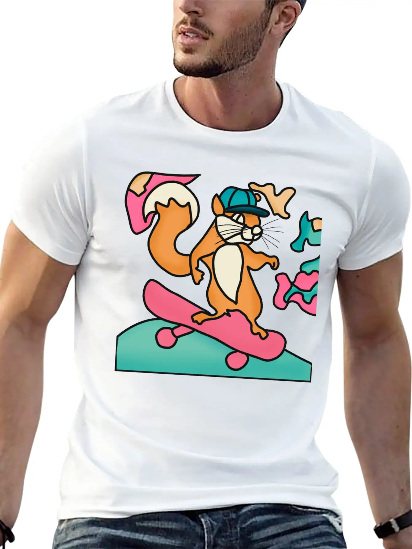 Street Retro Squirrel On Skateboard | Funny Unisex Casual T-Shirt ¨C Clean Design For Daily Comfort
