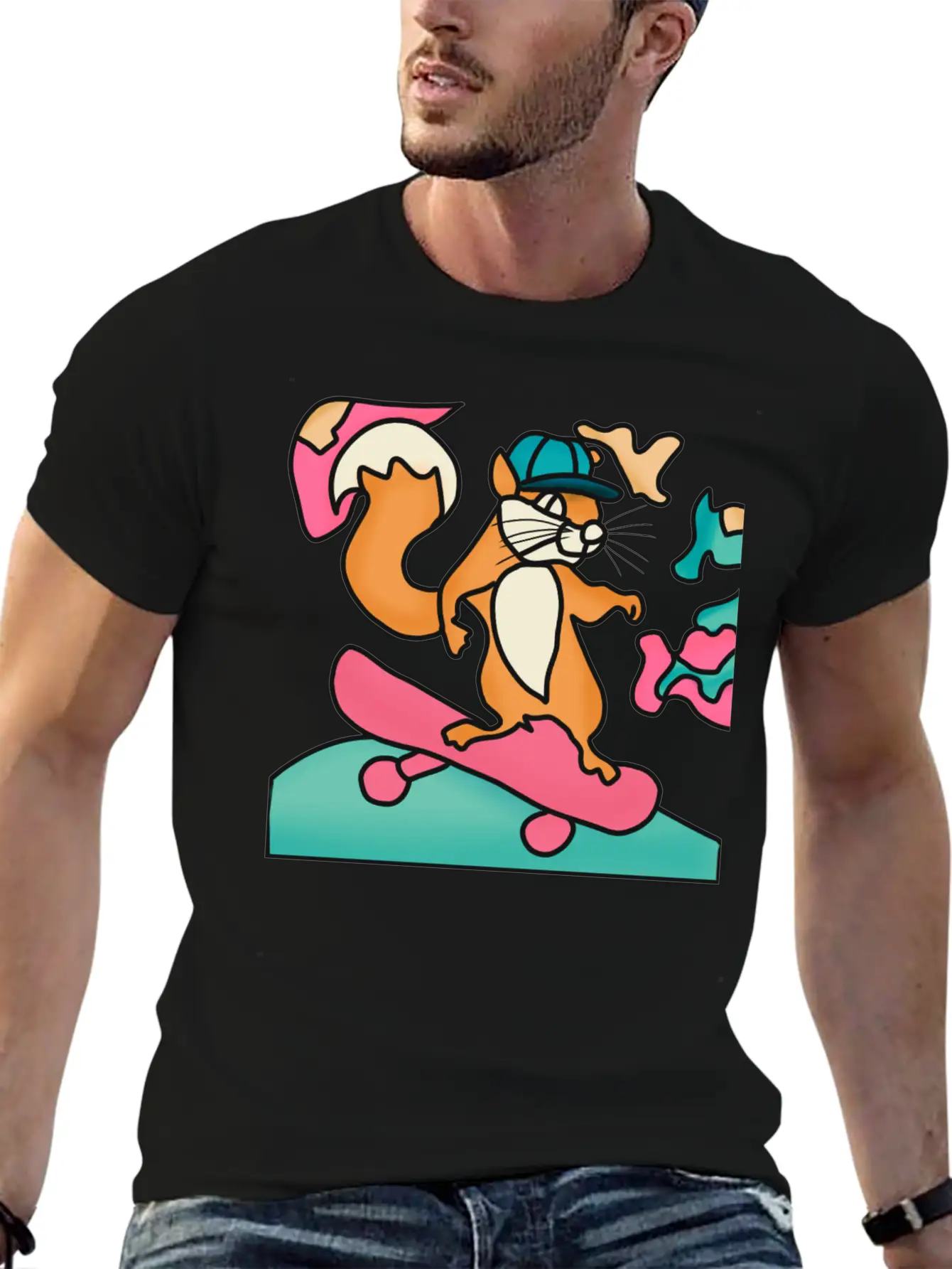 Street Retro Squirrel On Skateboard | Funny Unisex Casual T-Shirt ¨C Clean Design For Daily Comfort