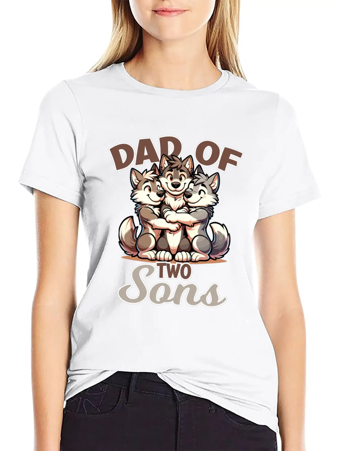 Strong Wolf With Wolf Child For A Dad Unisex Casual T-Shirt ¨C Clean Design For Daily Comfort
