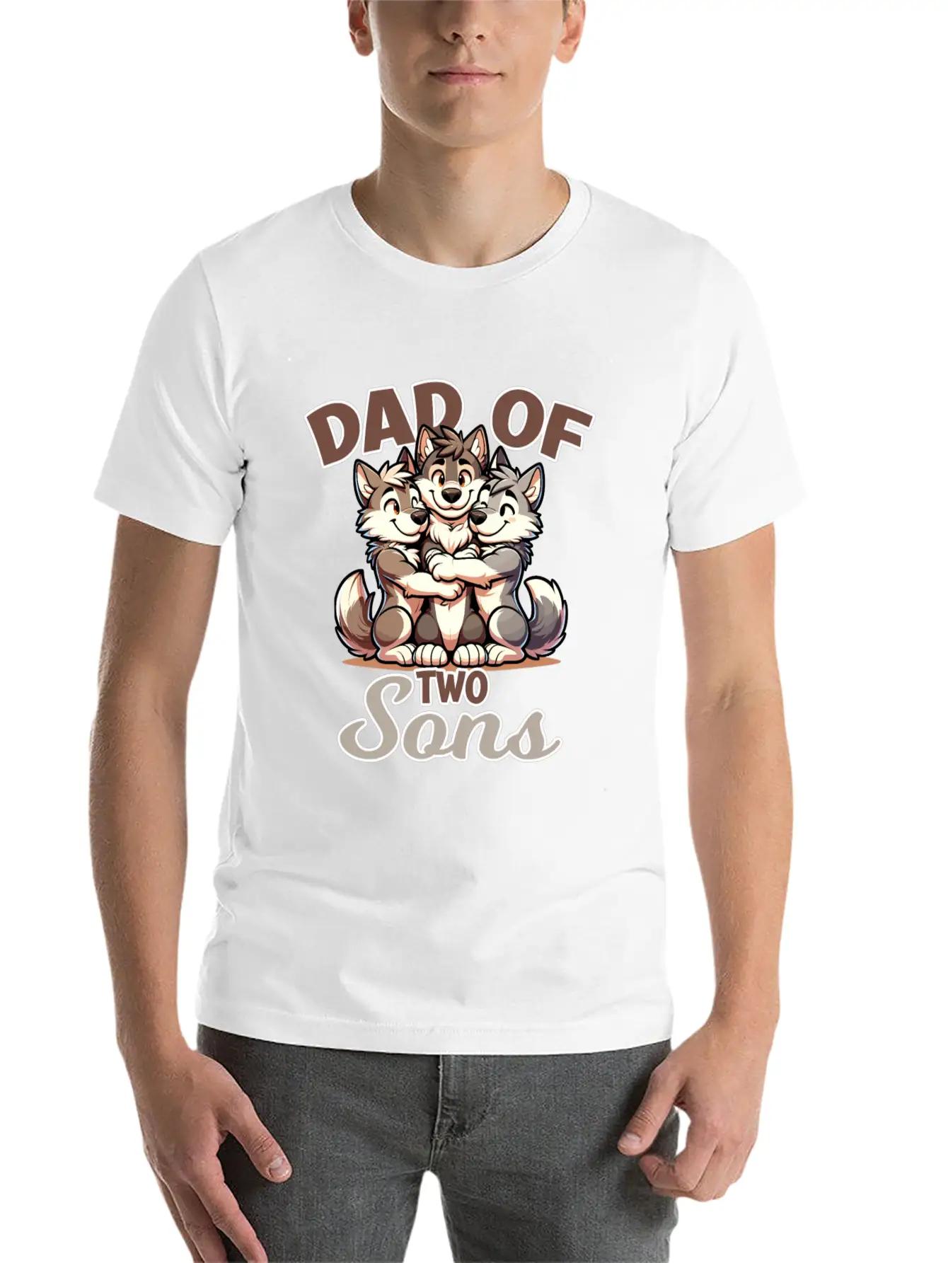 Strong Wolf With Wolf Child For A Dad Unisex Casual T-Shirt ¨C Clean Design For Daily Comfort