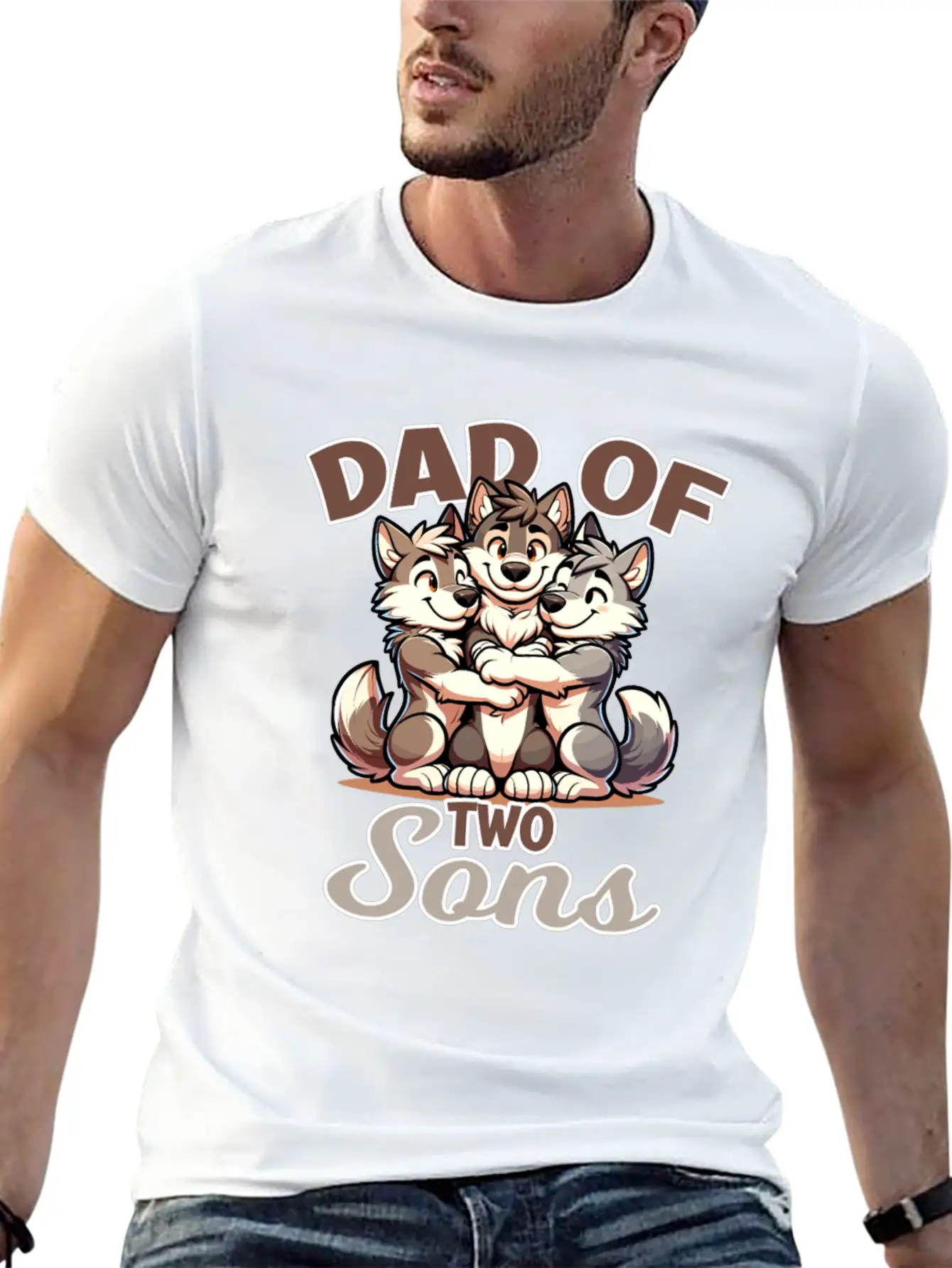 Strong Wolf With Wolf Child For A Dad Unisex Casual T-Shirt ¨C Clean Design For Daily Comfort