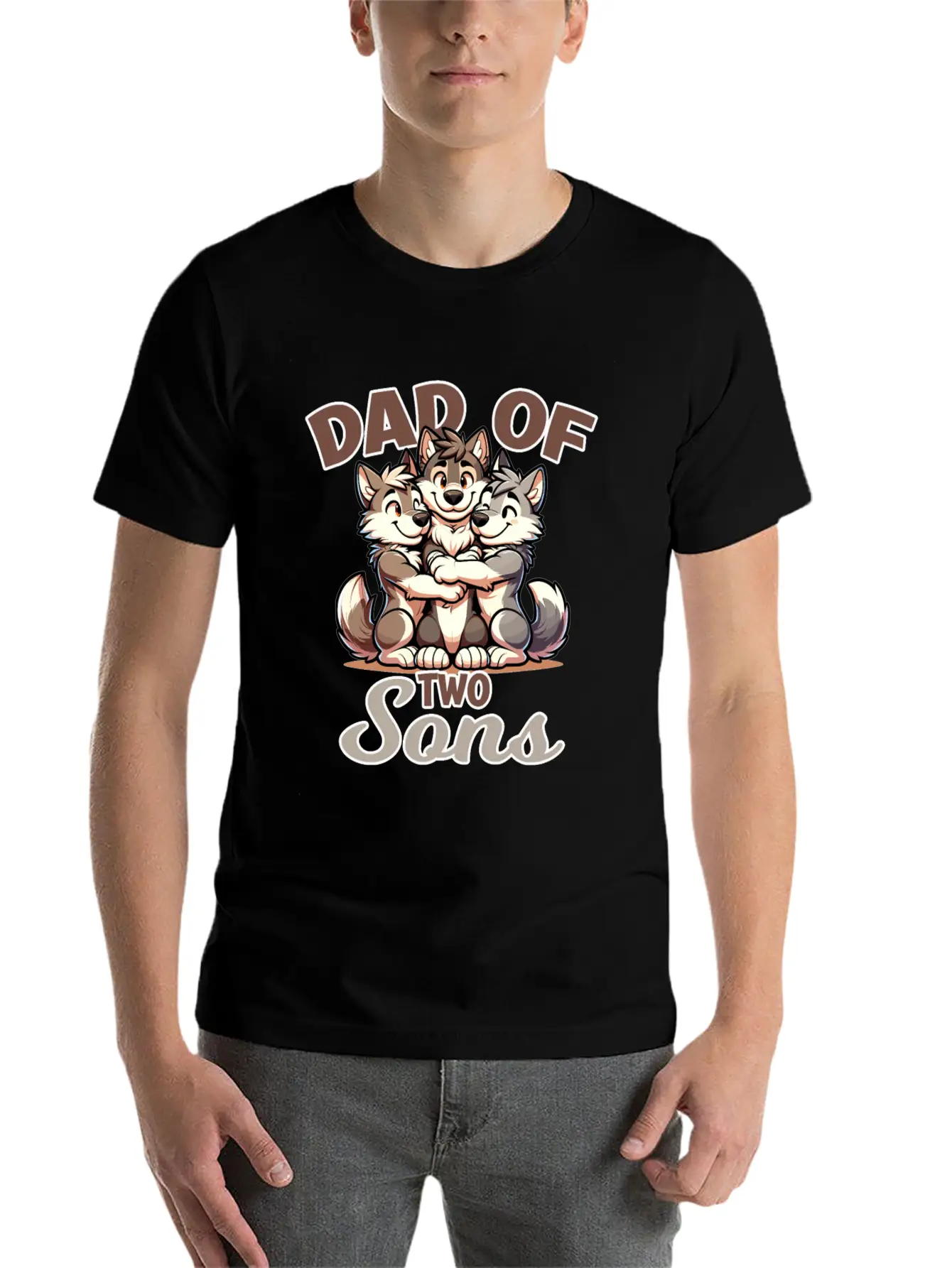 Strong Wolf With Wolf Child For A Dad Unisex Casual T-Shirt ¨C Clean Design For Daily Comfort