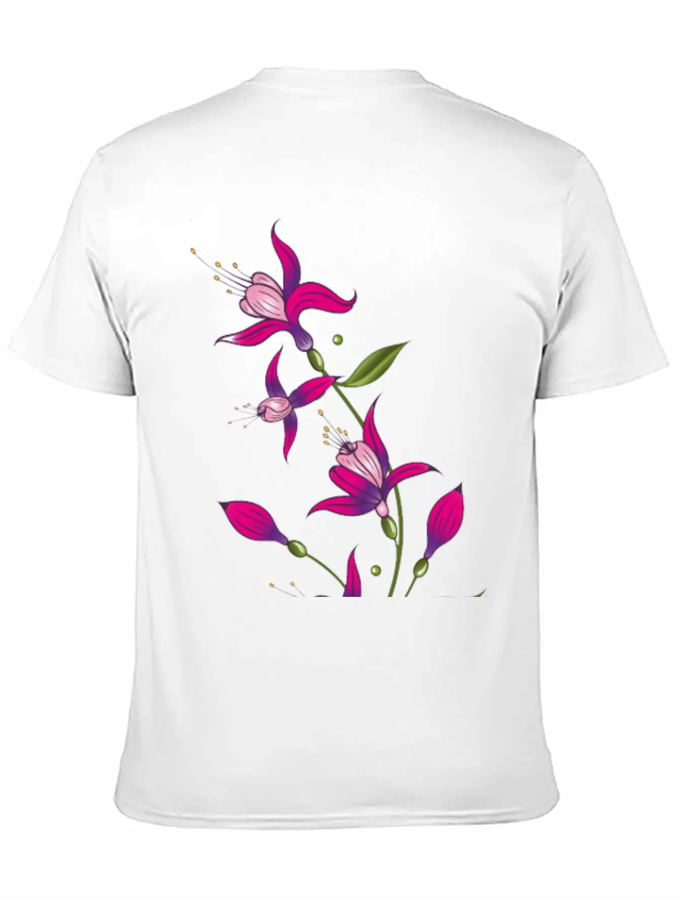 Summer Flowers, Fuchsias. Purple, Pink. Basic Graphic T-Shirt ¨C Daily Comfort In Soft Cotton